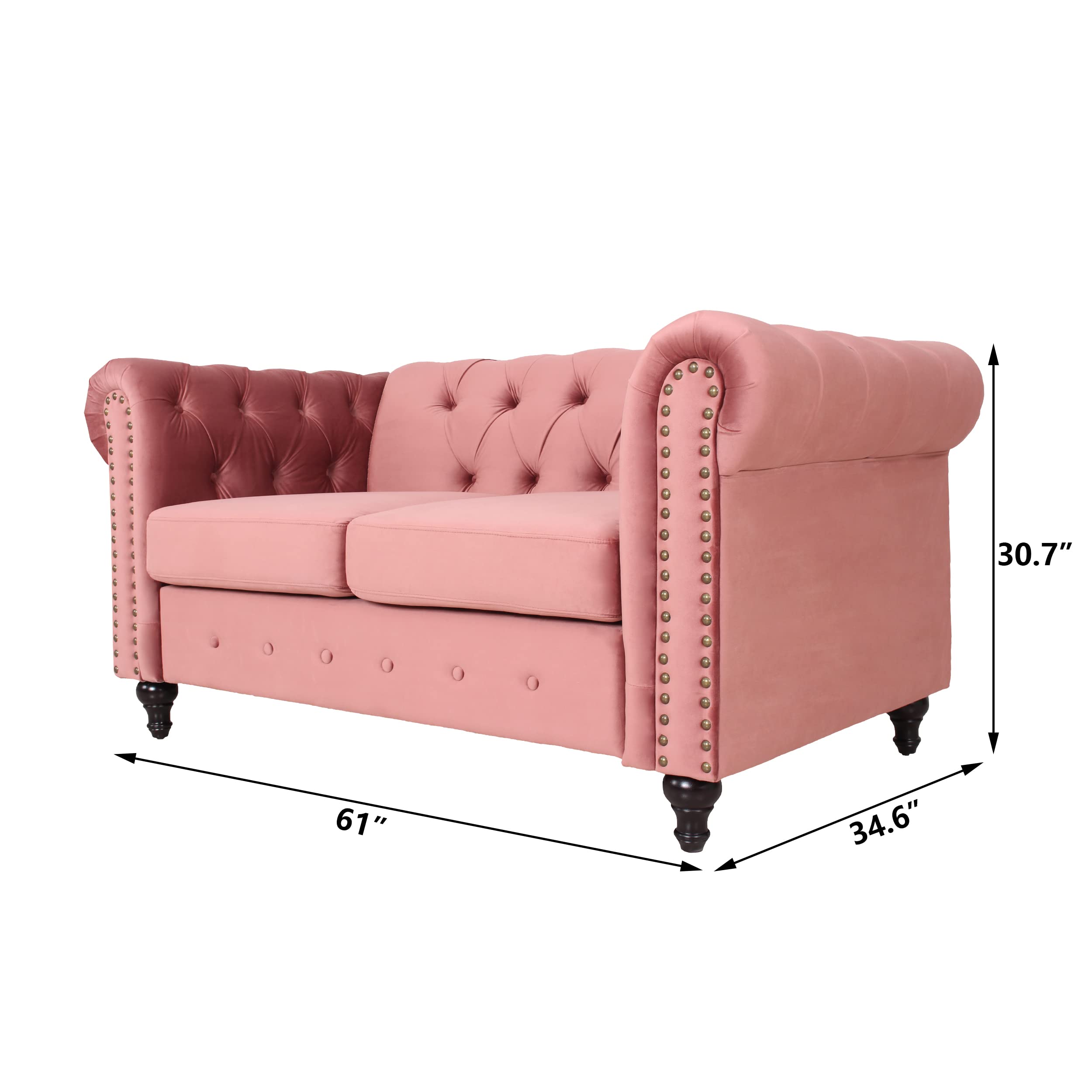 Modern Chesterfield Sofa Set with Nail-Head Trim - Tufted Fabric Sofa & Accent Chairs for Living Room & Office - Perfect for Home Decor, Lounge & Entertainment Spaces