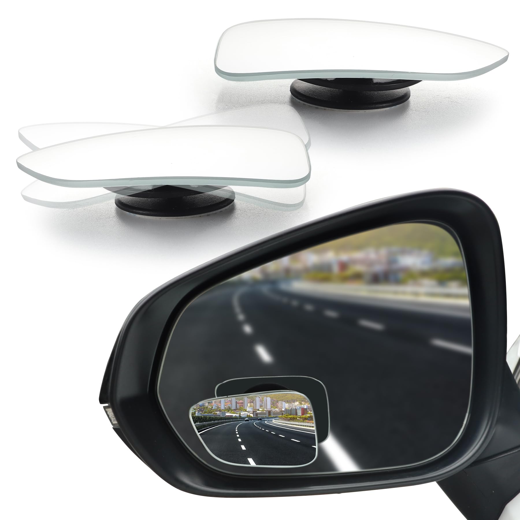 LivTee Blind Spot Car Mirror - HD Glass Frameless Convex Side Mirror for Improved Visibility | Wide Angle Rear View Mirror for Cars, SUVs, Trucks & RVs | Eliminate Blind Spots for Safer Driving & Parking | Essential Car Accessories