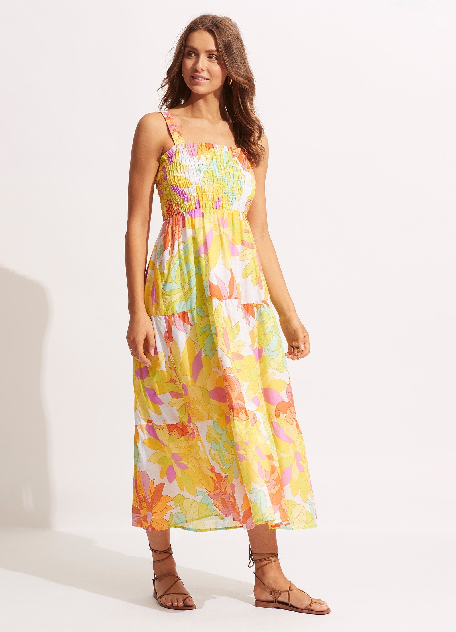 Stylish Palm Springs Midi Dress in Lime Light - Perfect for Summer Vacations, Beach Parties & Casual Outings