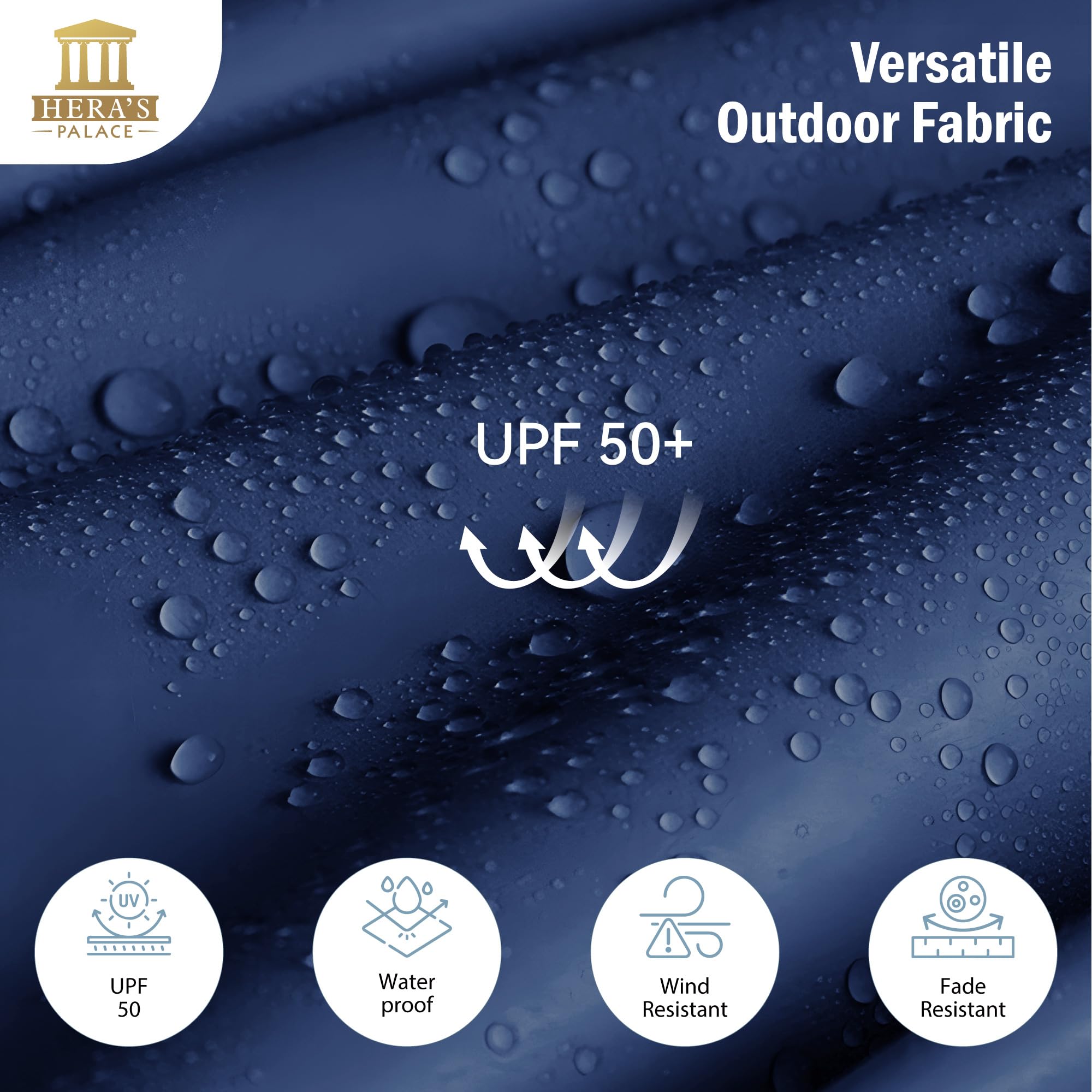 HERA'S PALACE 15ft Heavy Duty Rectangle Patio Umbrella with Base Stand - Navy Blue Outdoor Market Umbrella for Deck, Poolside, Picnic, Commercial Use & Inground Yard