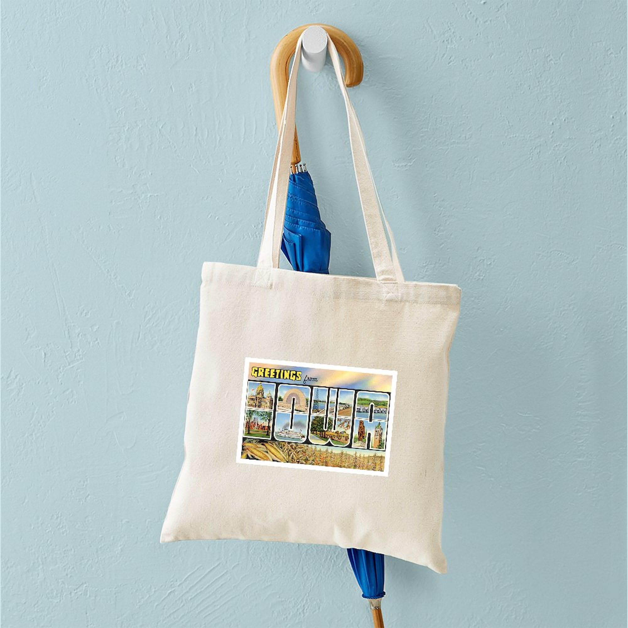 Iowa Postcard Tote Bag - Natural Canvas Reusable Shopping Bag for Groceries, Beach & Everyday Use | CafePress