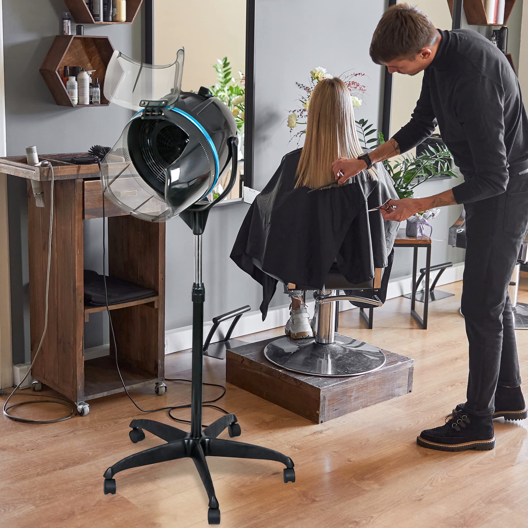 Professional Adjustable Hooded Floor Hair Dryer with Timer & Wheels - Nova Microdermabrasion Salon Equipment for Home & Spa Use | Perfect for Hair Styling, Treatments & Salon Services