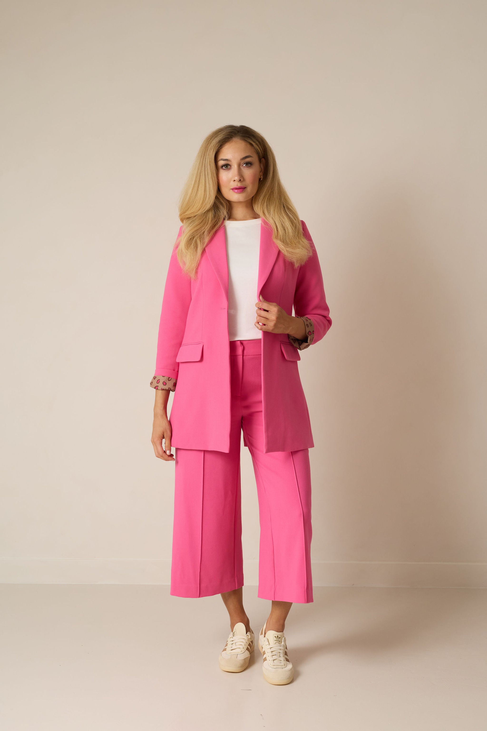 Cherish Women's High Waist Pink Culottes - Comfortable & Stylish Wide Leg Pants for Work, Travel & Casual Wear