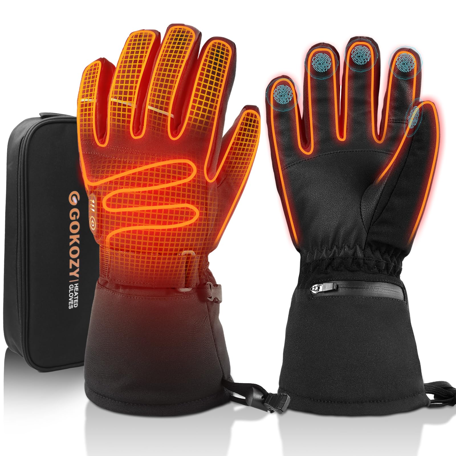 Gokozy Heated Gloves for Men & Women - 7.4V 2500mAh Rechargeable Battery, 3 Heat Settings - Winter Electric Gloves for Motorcycle Riding, Hiking, Skiing & Outdoor Sports - Perfect Christmas & Thanksgiving Gift for Cold Weather Activities