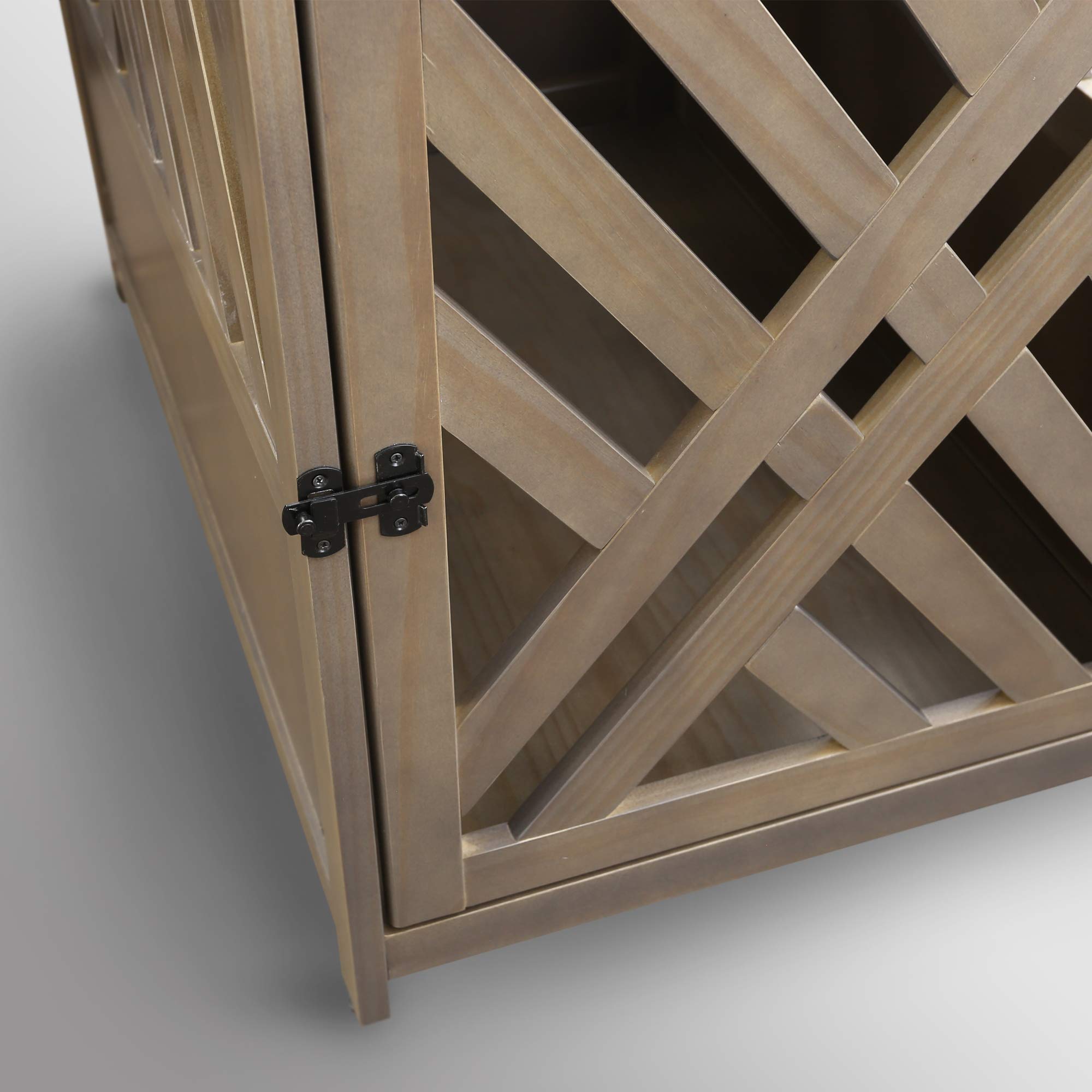 Casual Home Wooden Lattice Pet Crate & End Table - Taupe Gray | Stylish Dog Crate Furniture for Living Room, Bedroom & Office