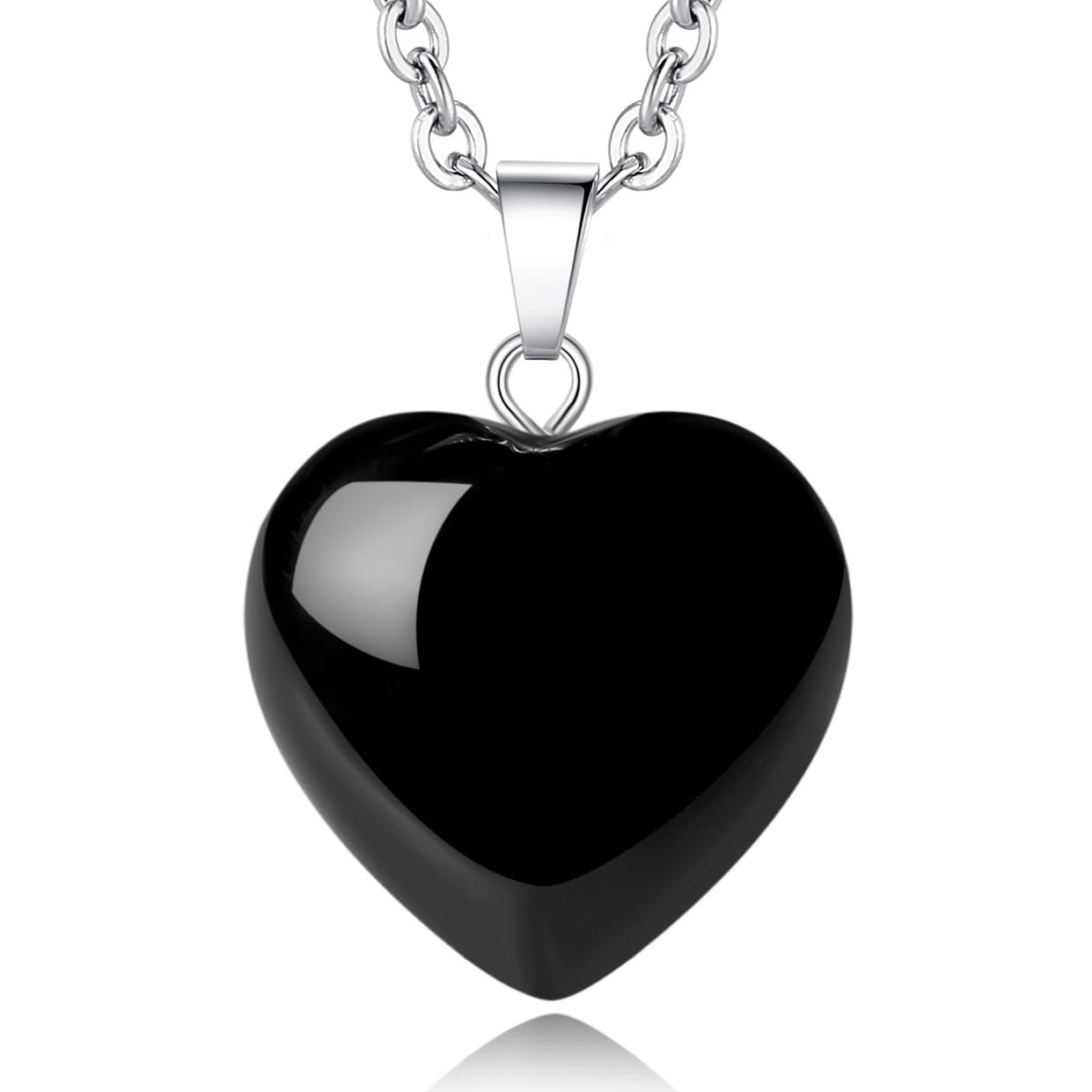 Black Obsidian Crystal Necklace for Women - Healing Gemstone Heart Pendant Jewelry, Elegant & Stylish for Daily Wear, Office, Parties & Special Occasions