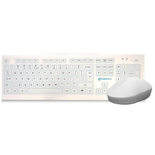Purekeys Wireless Full Size Medical Keyboard and Mouse Set - Ergonomic & Spill-Proof for Hospitals, Clinics, and Healthcare Offices - Ideal for Doctors, Nurses, and Medical Staff