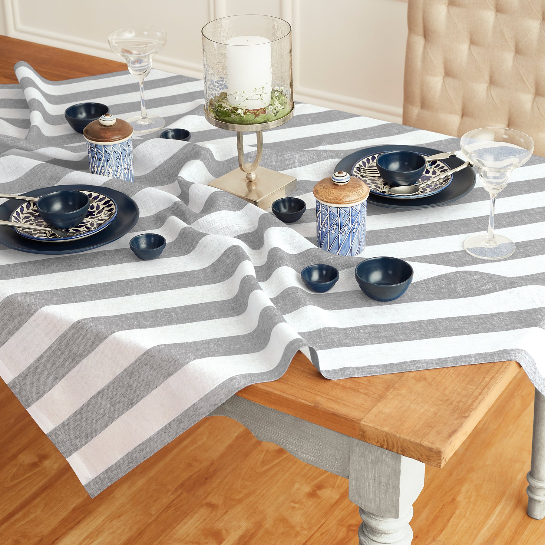 Aqua and White Cabana Stripe