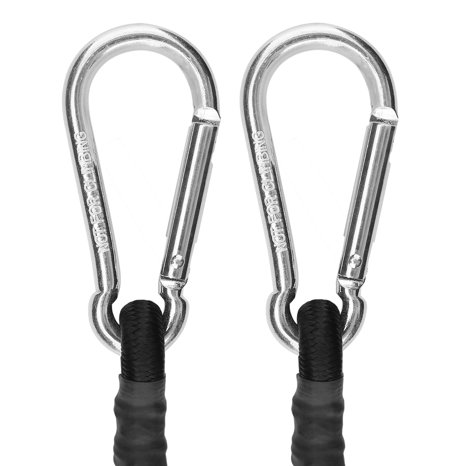 72 Inch Heavy Duty Black Bungee Cords with Carabiner Hooks - 2 Pack Elastic Tie Down Straps for Camping, Moving, Truck Bed, Outdoor Gear & Home Organization