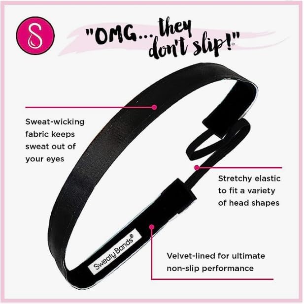 Non-Slip Velvet-Lined Headband for Women & Girls - Sweaty Bands 1-Inch Zebra Stripes Black White Workout Hairband - Perfect for Running, Yoga, Gym & Sports Activities