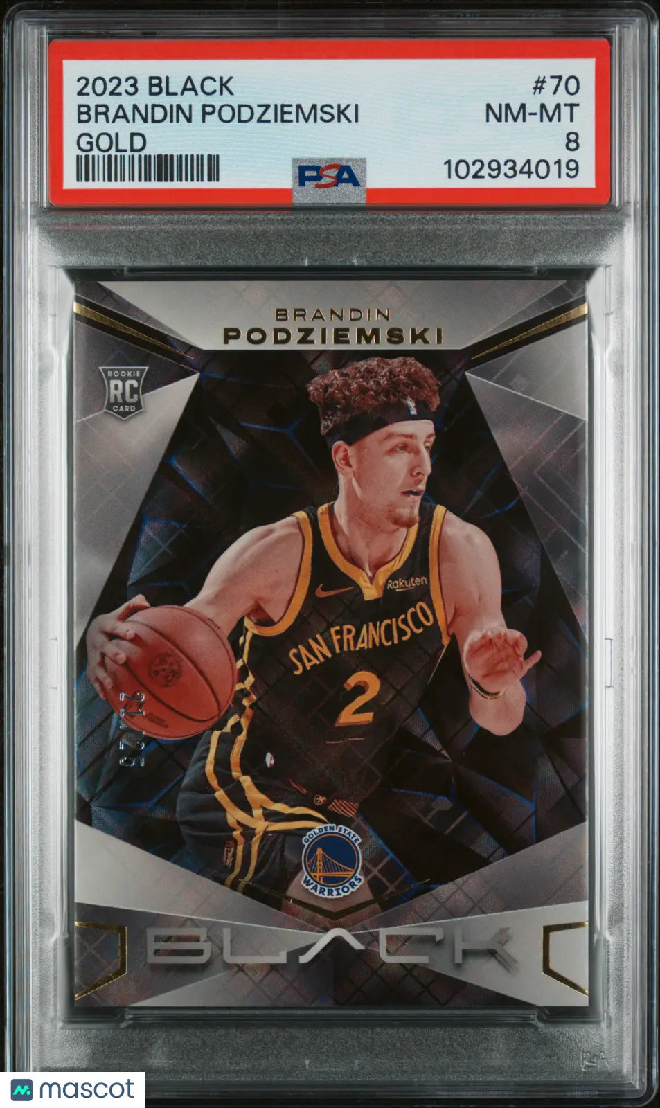2023 Panini Black Basketball Brandin Podziemski Rookie Gold Parallel Card PSA 8 #/25 - Rare Collectible for NBA Fans & Card Investors
