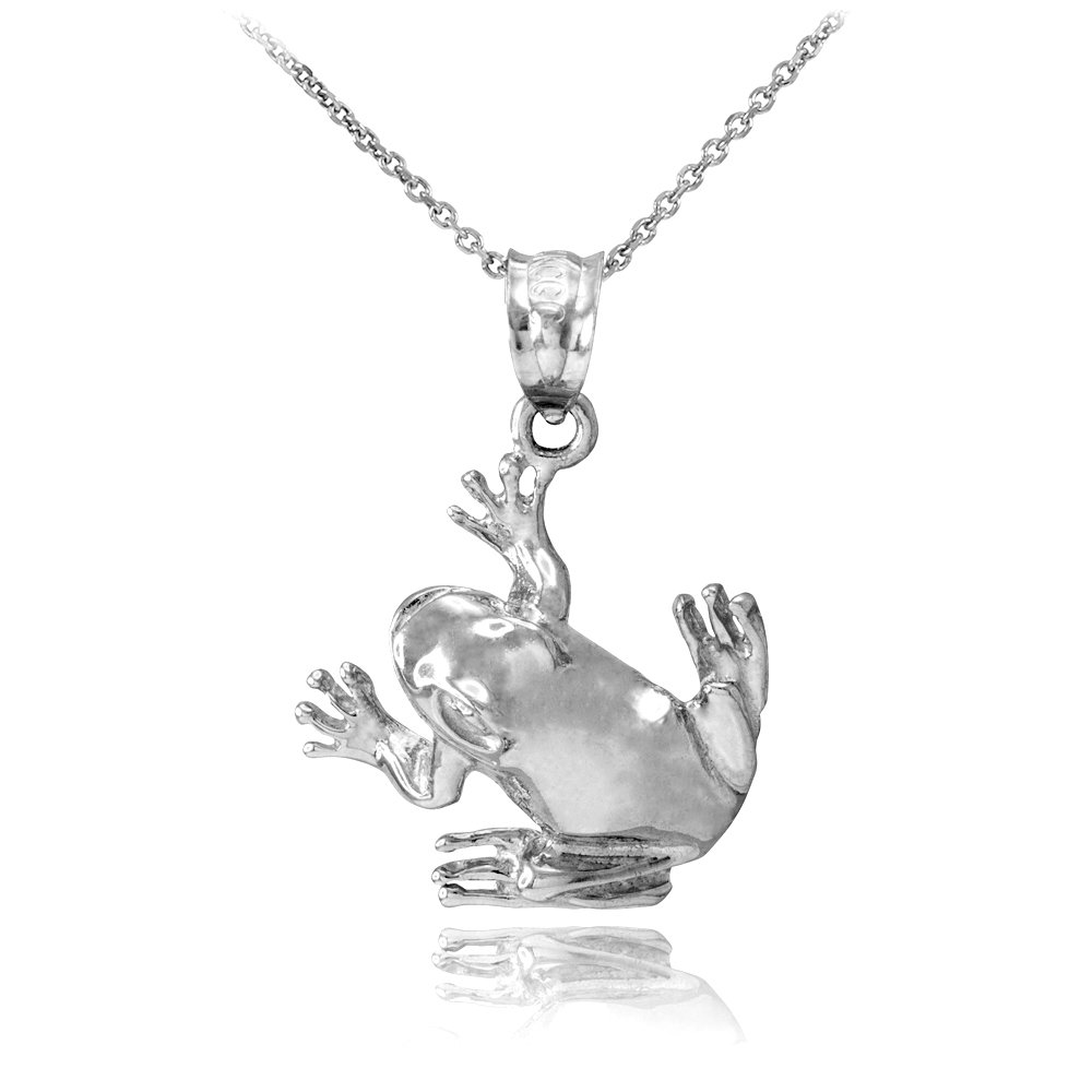 10K White Gold Frog Pendant Necklace - Animal Kingdom Collection | High Polish Jewelry for Women | Perfect Gift for Nature Lovers, Birthday & Anniversary