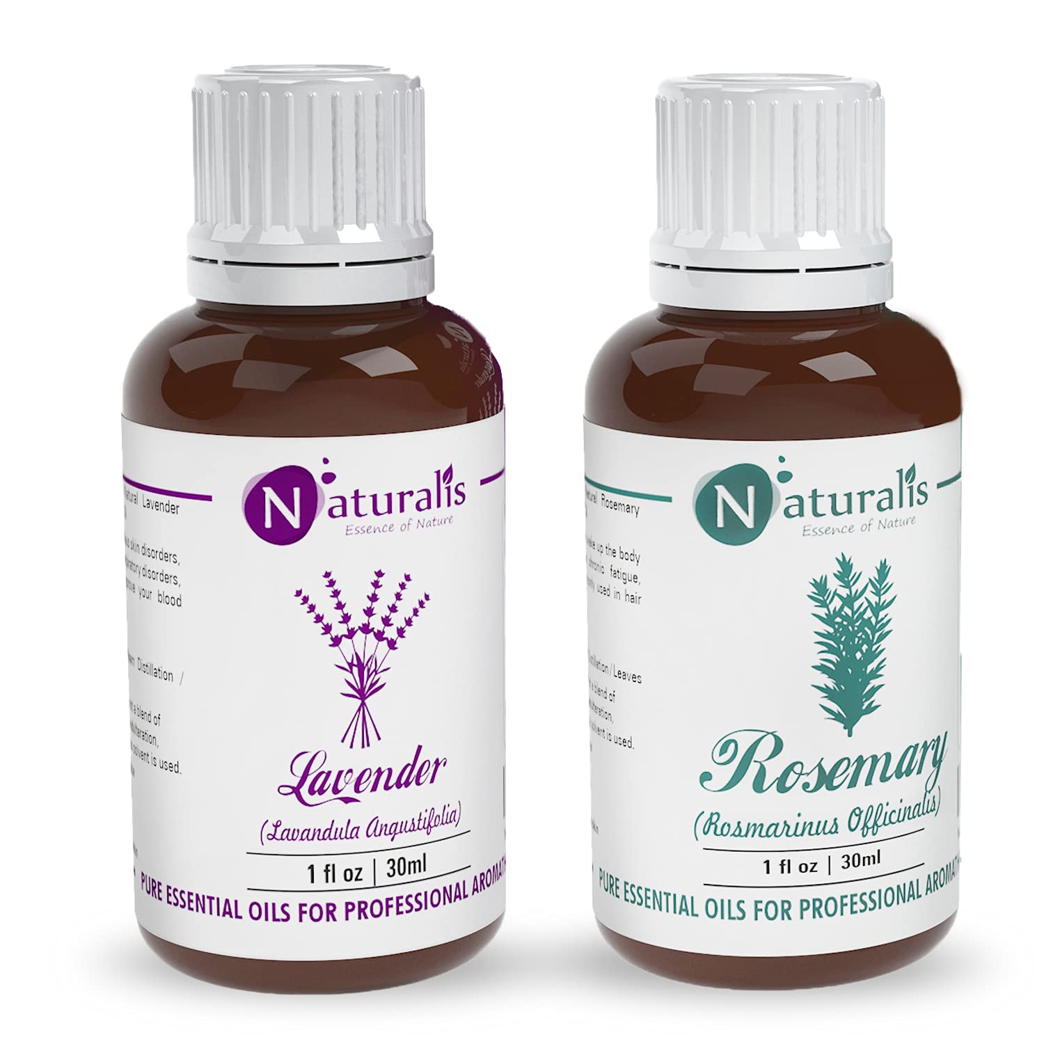 Naturalis Premium Essential Oil Gift Set - 2x30ml (Lavender & Rosemary) for Aromatherapy, Massage & Relaxation | Perfect for Home Spa & Self-Care