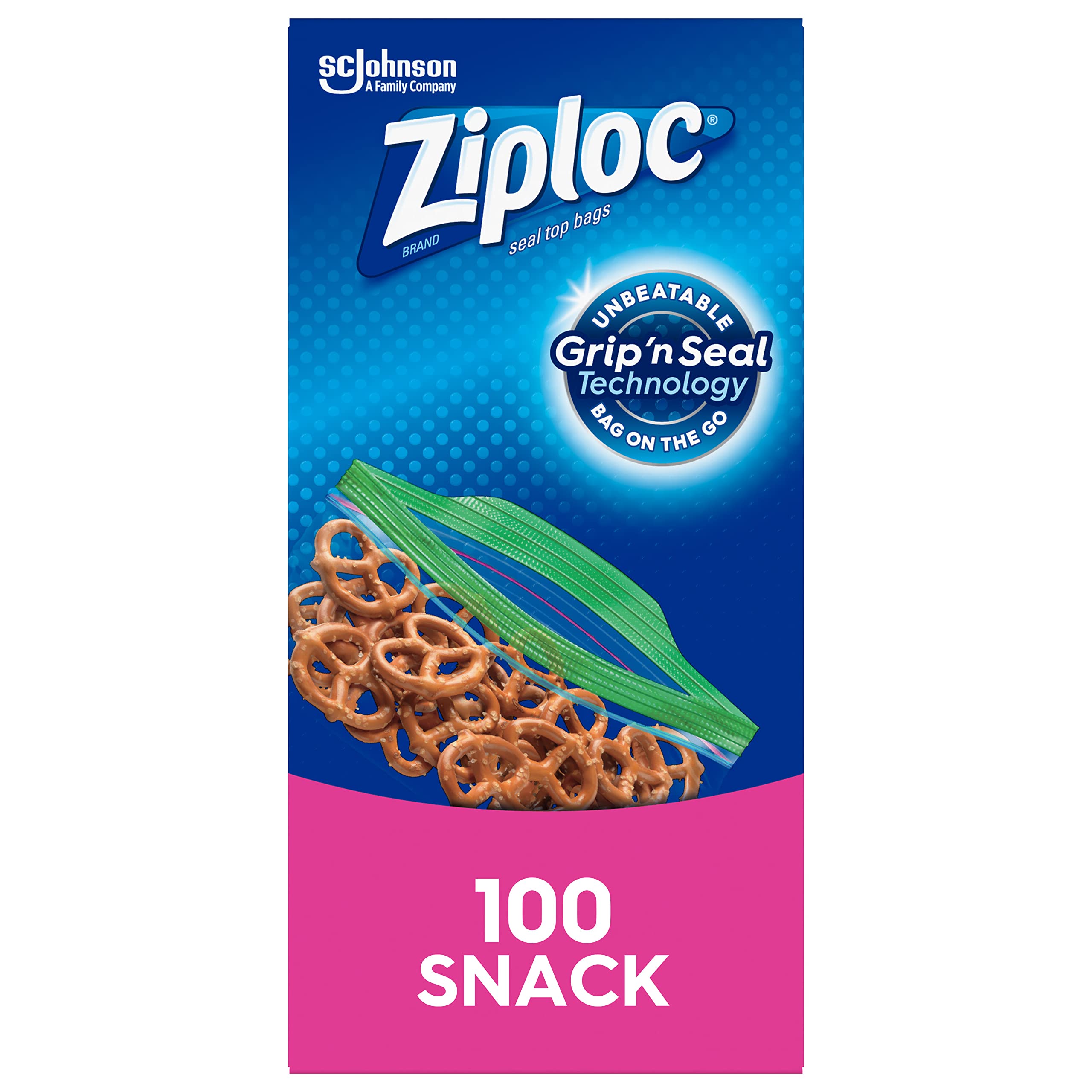 Ziploc Snack Bags - 100 Count Value Pack | Reusable, BPA-Free Food Storage Bags for School Lunches, Travel & Meal Prep | Sandwich, Snack & Freezer Safe Bags