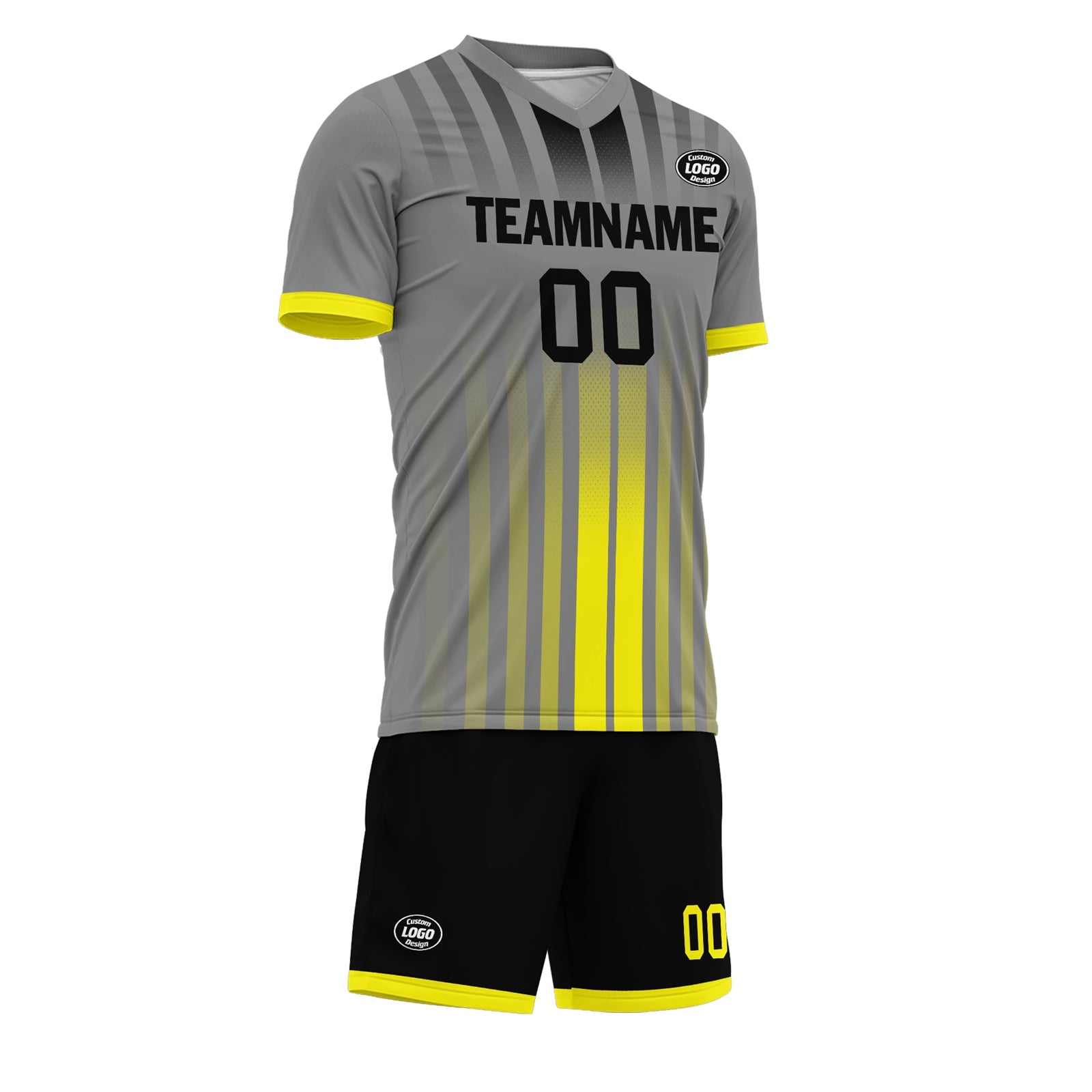 Custom Gray & Yellow Soccer Jersey Set - Personalized Team Uniform SCJ101 D020131 for Men, Women & Youth - Perfect for Matches, Training & Fan Support