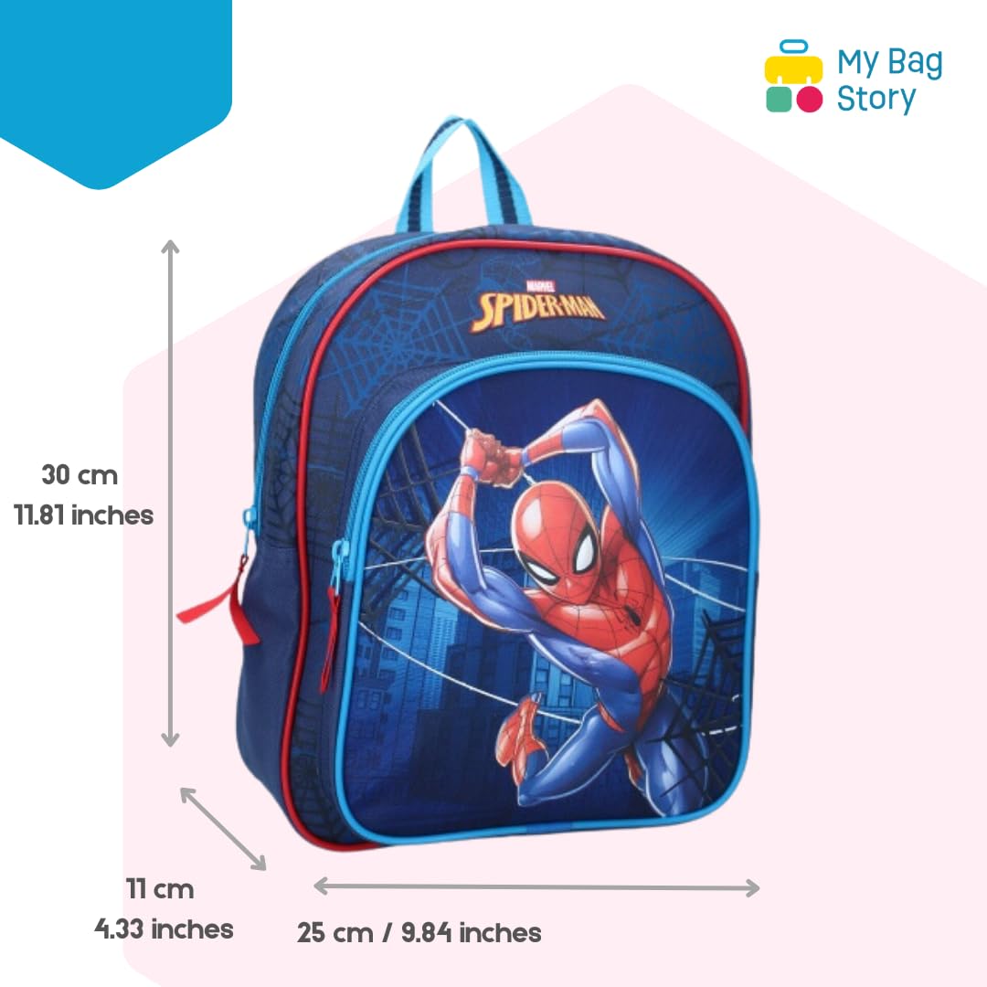 Spiderman Backpack for Kids - Adjustable Straps, 30cm School Bag for Boys & Girls - Perfect for Preschool, Kindergarten & Elementary - Great Gift Idea for School, Daycare & Outdoor Adventures