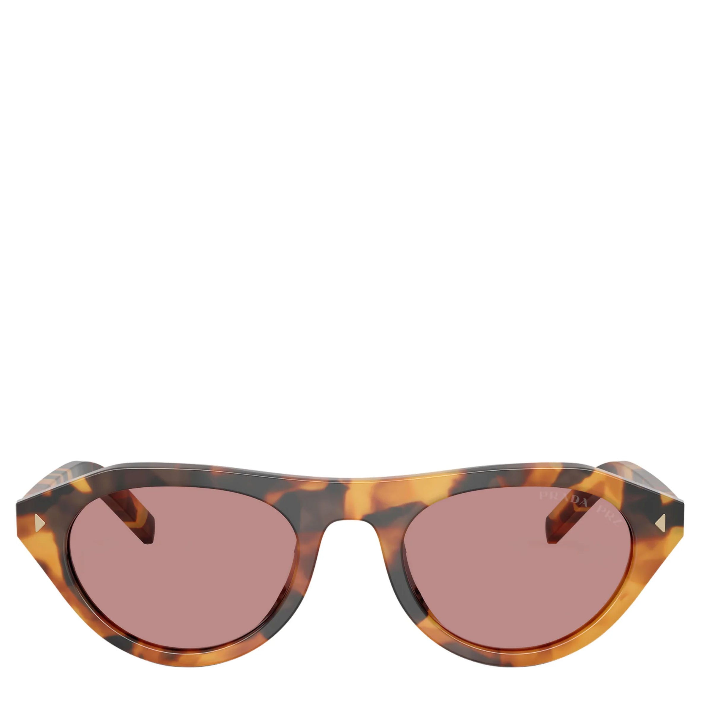 PRADA 0PRB15S Iconic Metal Plaque Polarized Sunglasses - Honey Tortoise/Pink Lenses for Women, UV Protection & Fashion Statement | Perfect for Beach, Driving & Outdoor Activities