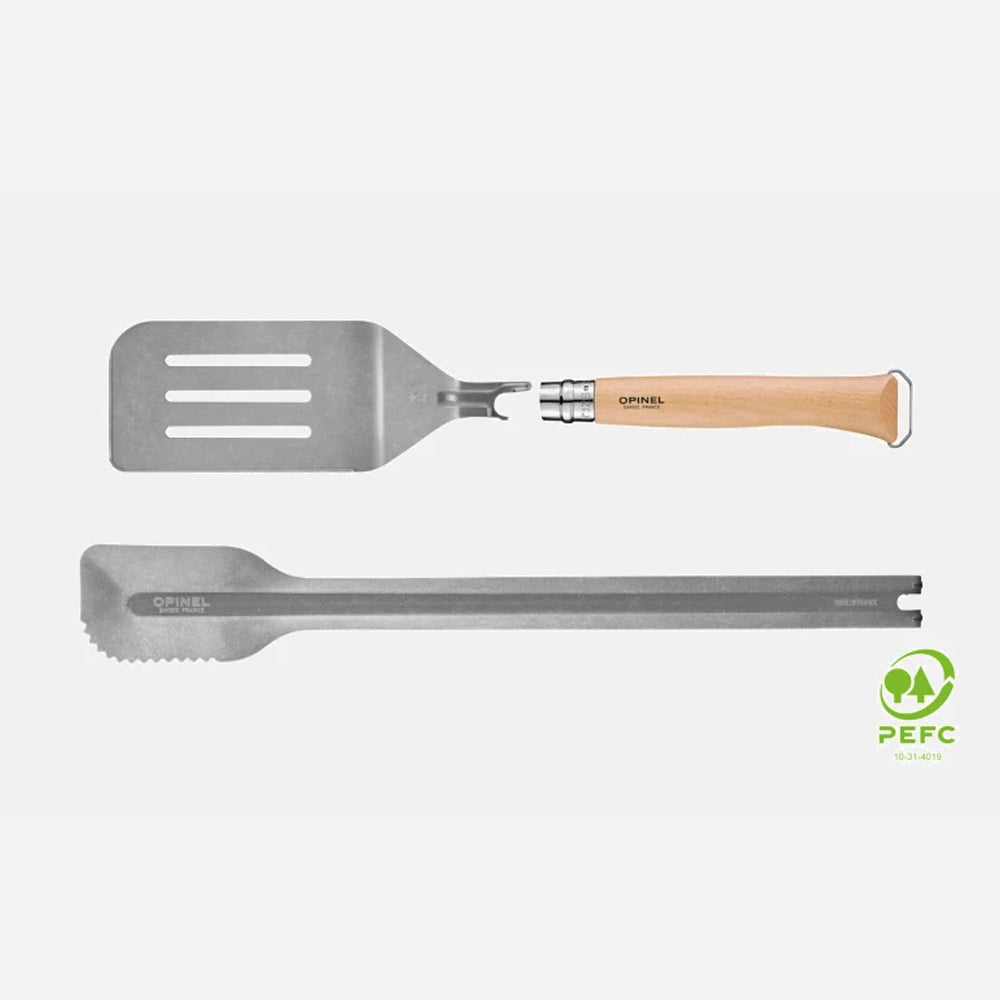 Opinel Premium Stainless Steel BBQ Grill Set - 3-Piece Knife & Fork Combo for Outdoor Cooking, Camping, and Picnics