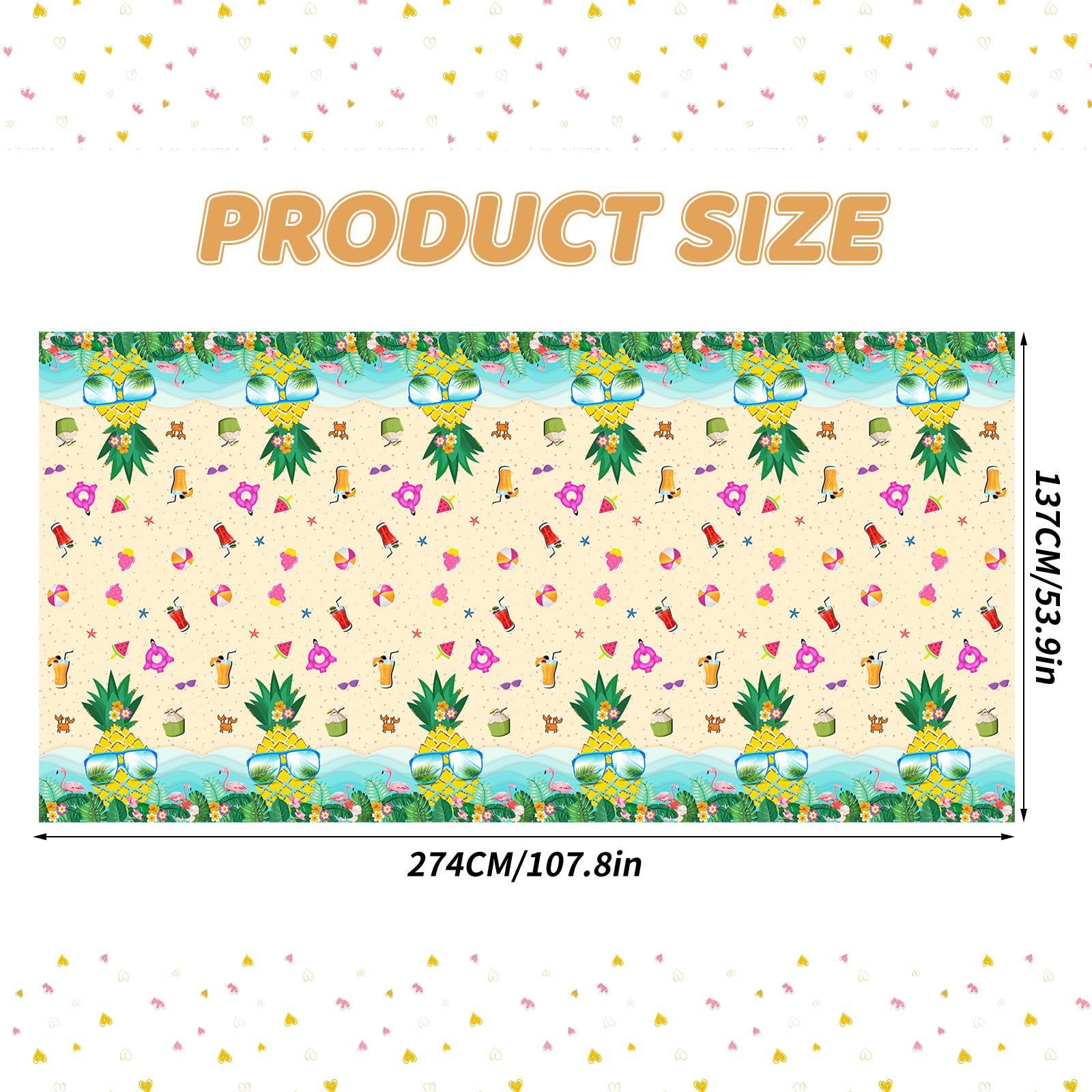 Wpensky Hawaiian Tablecloth - 1PC Tropical Pineapple Luau Disposable Plastic Table Cover for Tiki Party, Birthday & Summer Festivals | Perfect for Beach Parties, BBQ Gatherings & Hawaiian-Themed Decorations