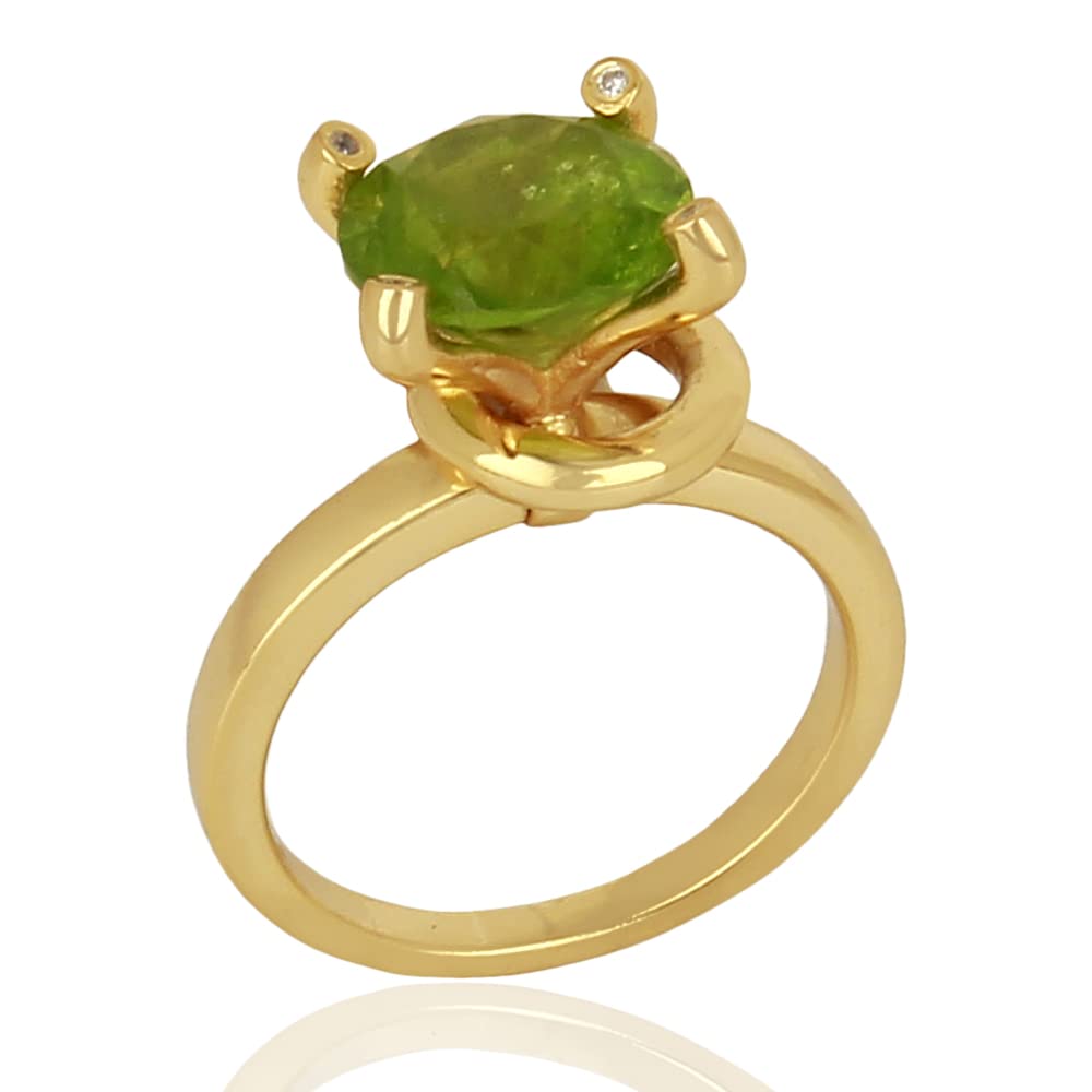 Peridot and CZ Sterling Silver Ring for Women - 925 Solid Silver Dainty Jewelry, Elegant Gift for Mom, Anniversary, Birthday, Wedding & Christmas | Perfect for Everyday Wear, Date Nights & Special Occasions (Peridot, CZ, Size 6.5)