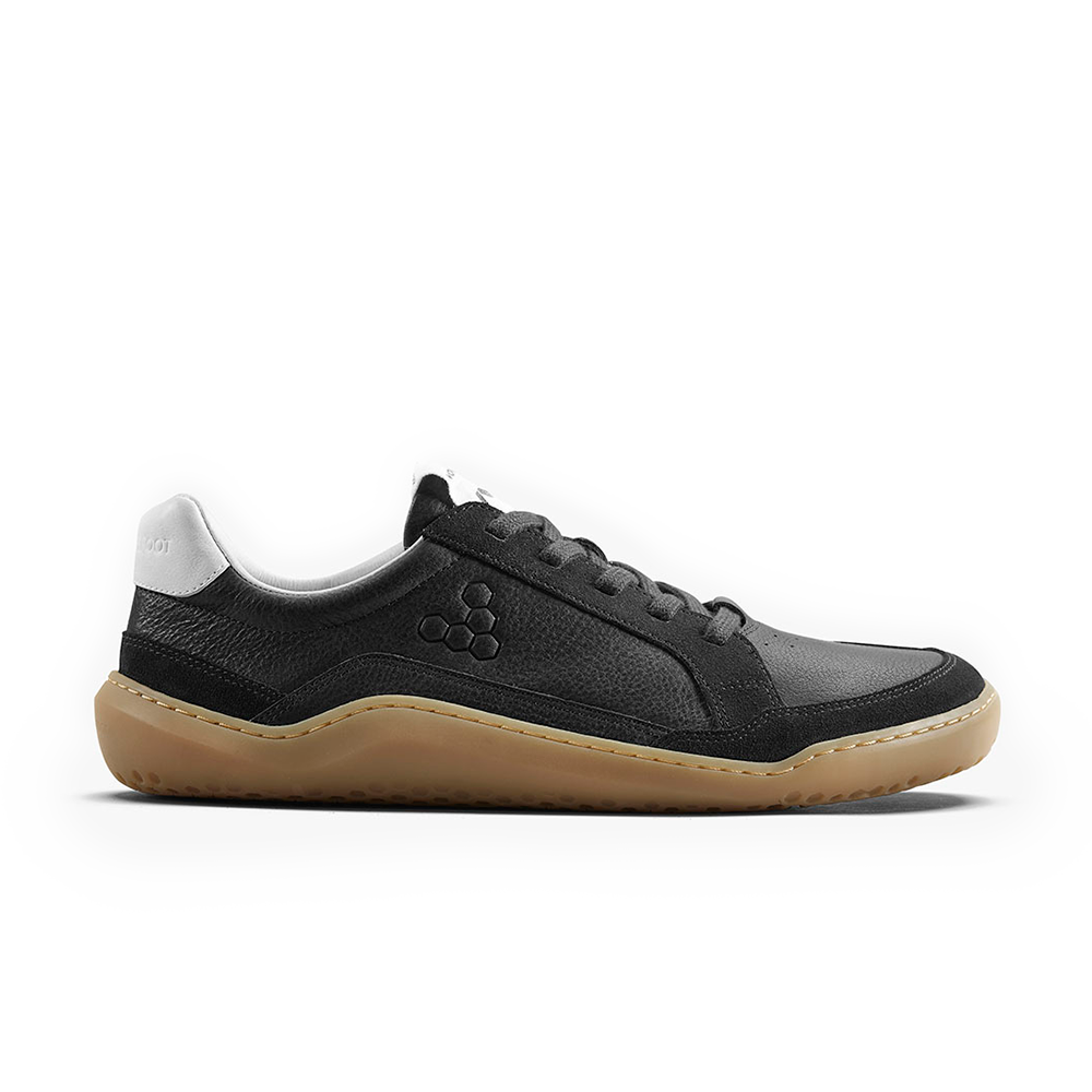 Vivobarefoot Gobi II Men's Minimalist Sneakers - Premium Leather Barefoot Shoes for Walking & Running - Raven Black Color - Ideal for Outdoor Adventures & Everyday Wear