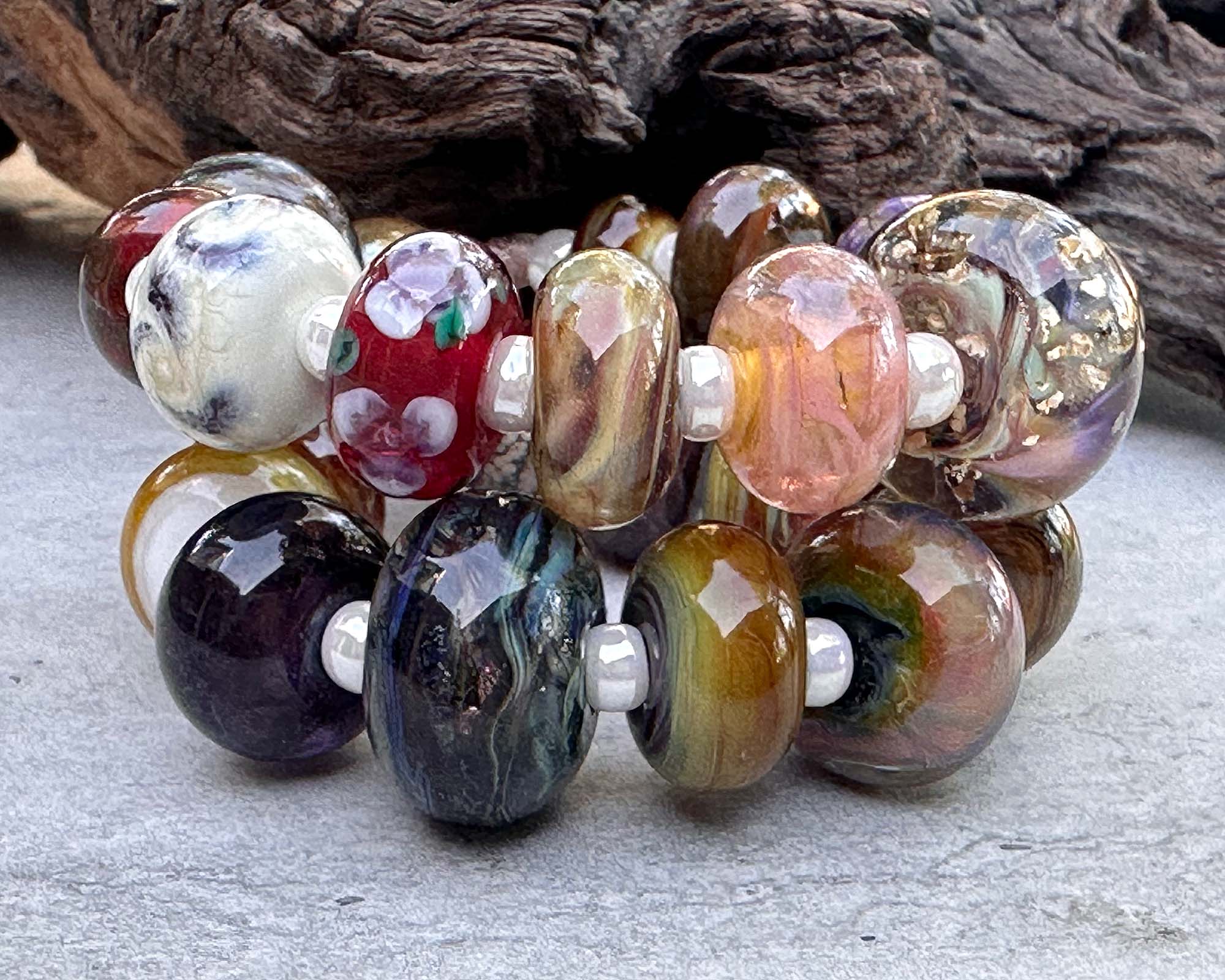 21-Piece Brown Orphan Lampwork Glass Beads Set for Jewelry Making - DIY Bracelet, Necklace & Craft Projects (SRA Certified)