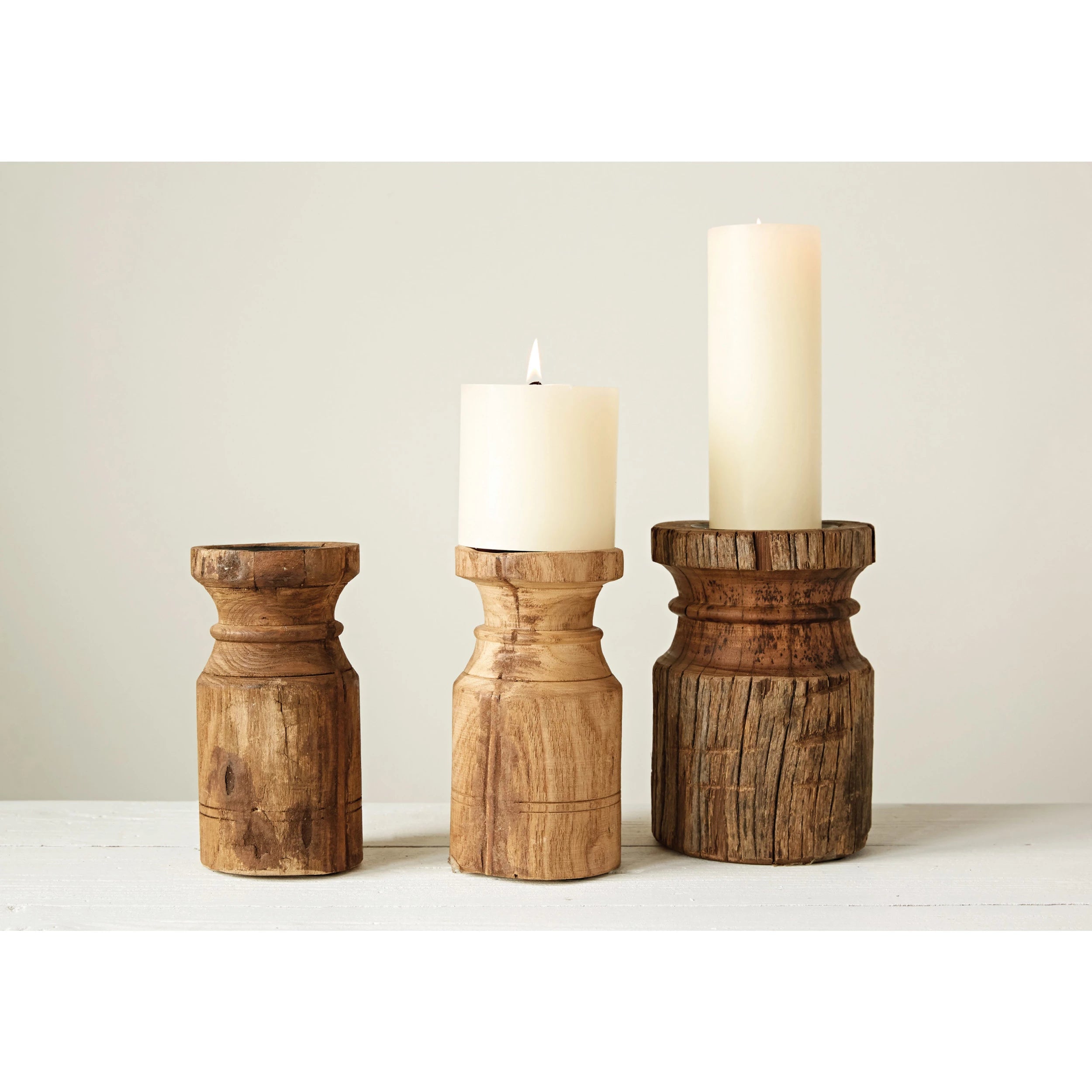Handmade Reclaimed Wood Candle Holder - Rustic Home Decor for Table Centerpiece, Wedding, Dinner Party & Cozy Night