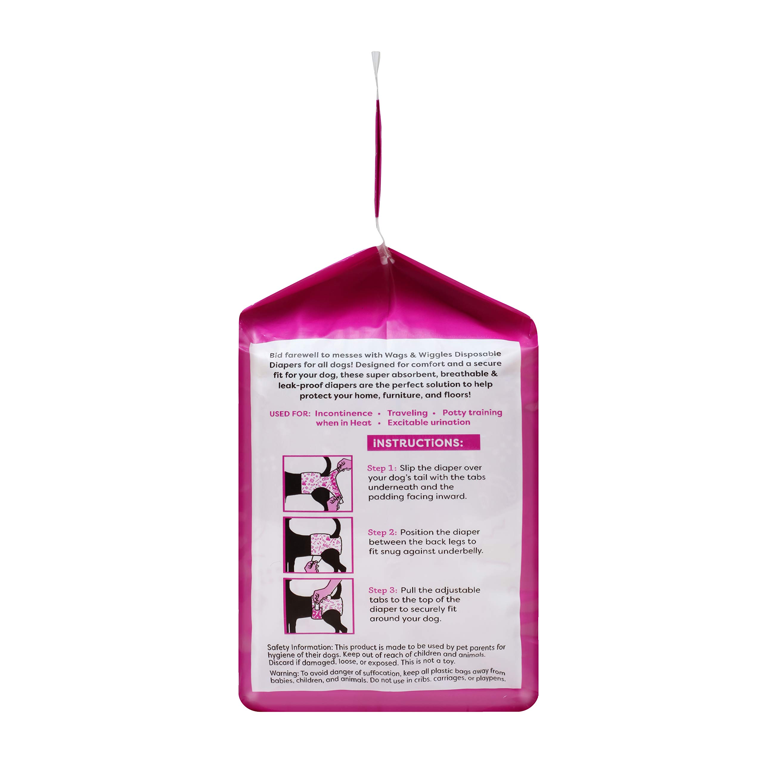 Wags & Wiggles Disposable Female Dog Diapers for Small Dogs 15