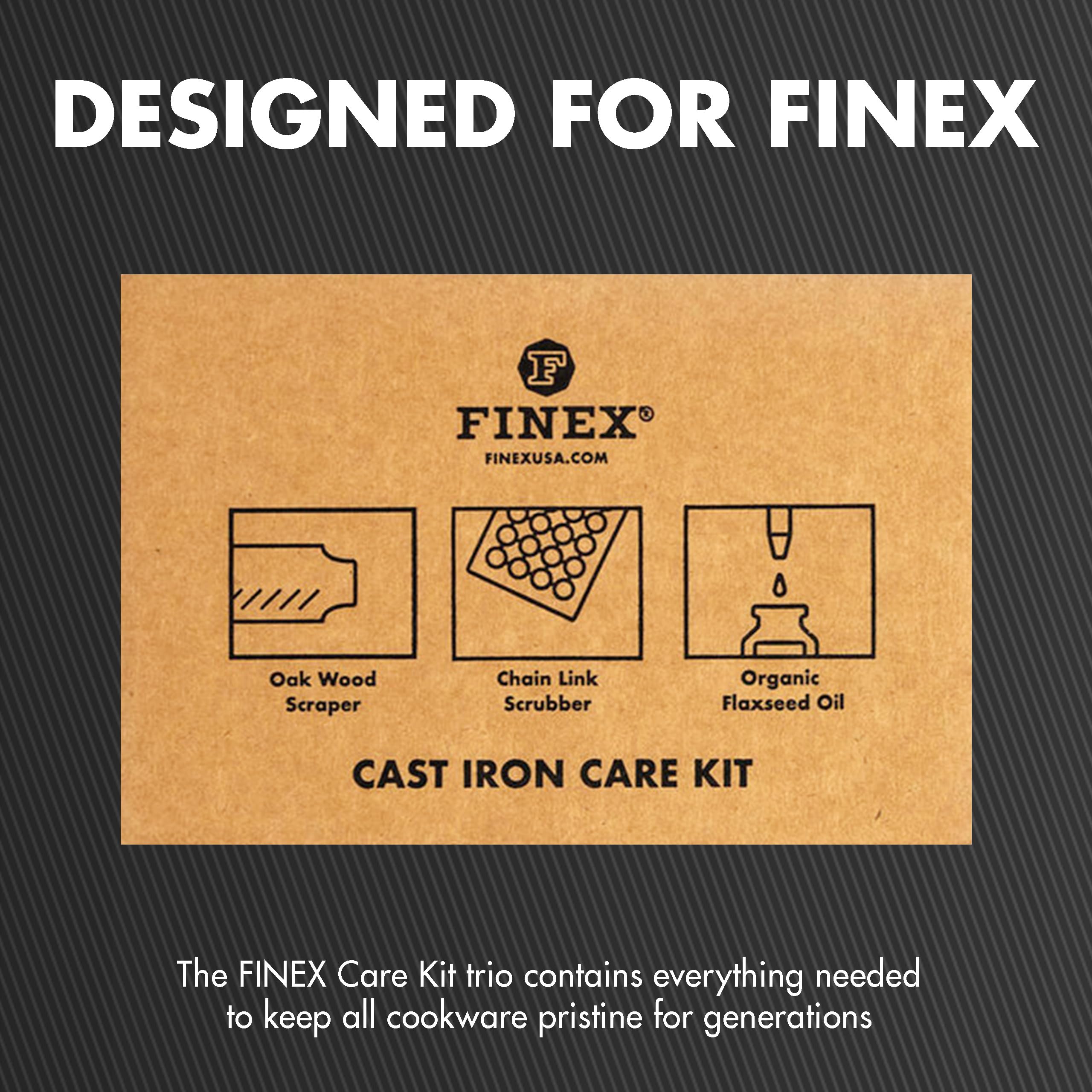 FINEX 3-Piece Cast Iron Care Kit - Seasoning, Cleaning & Maintenance for Cast Iron Pans & Skillets - Perfect for Cooking, Grilling & Outdoor Camping