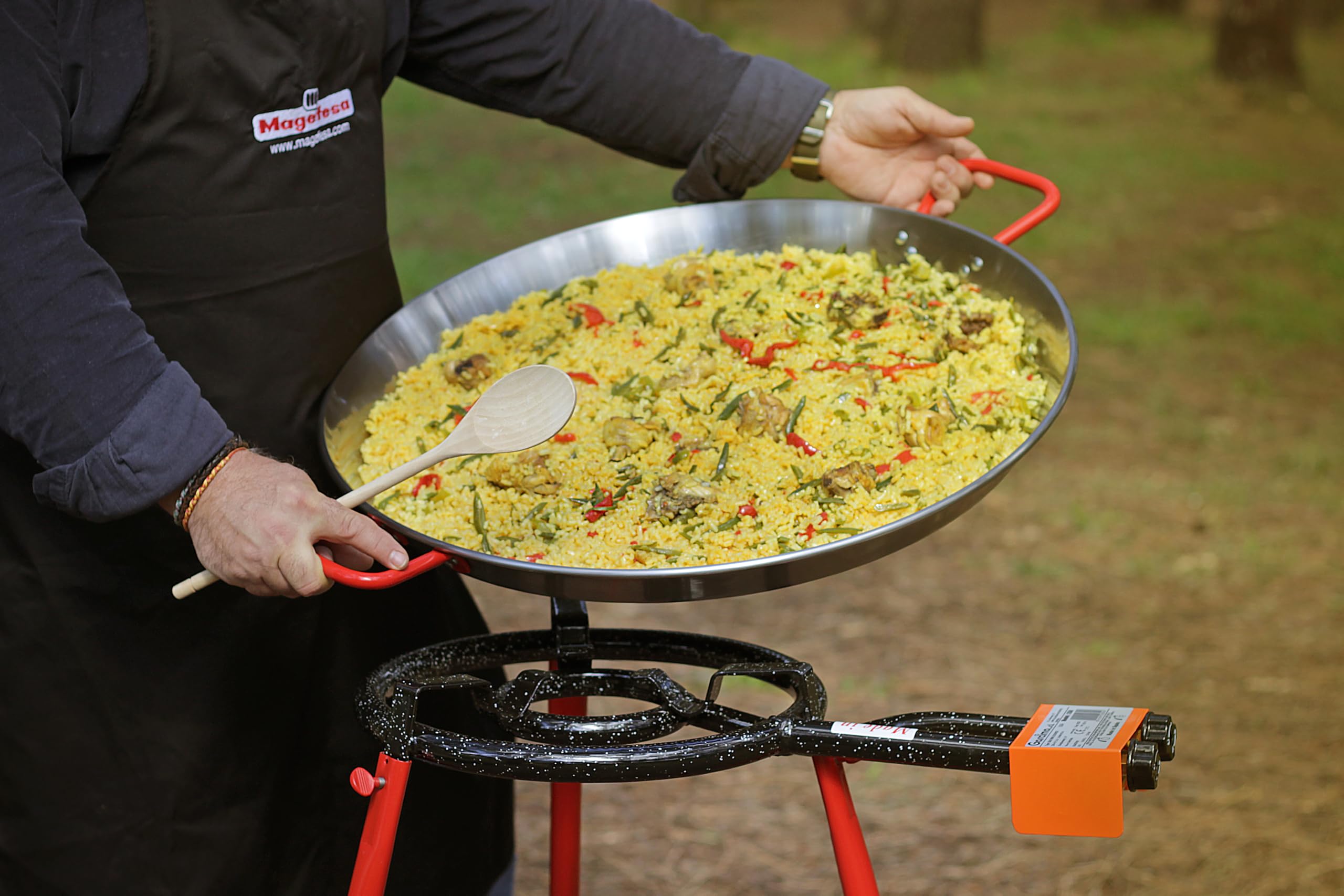 MAGEFESA 20-Inch Heavy Duty Enameled Steel Paella Pan Burner – Compatible with 28-Inch Pans, Outdoor Gas Stove for Paella Cooking (Tripod Sold Separately) – Perfect for Backyard Parties, Beach BBQs & Spanish Cuisine