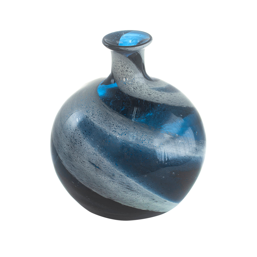 Blue Swirl Glass Vase - Handmade Decorative Ceramic Vase for Home, Wedding, and Office Decor - Perfect for Flowers, Centerpieces, and Gift Giving