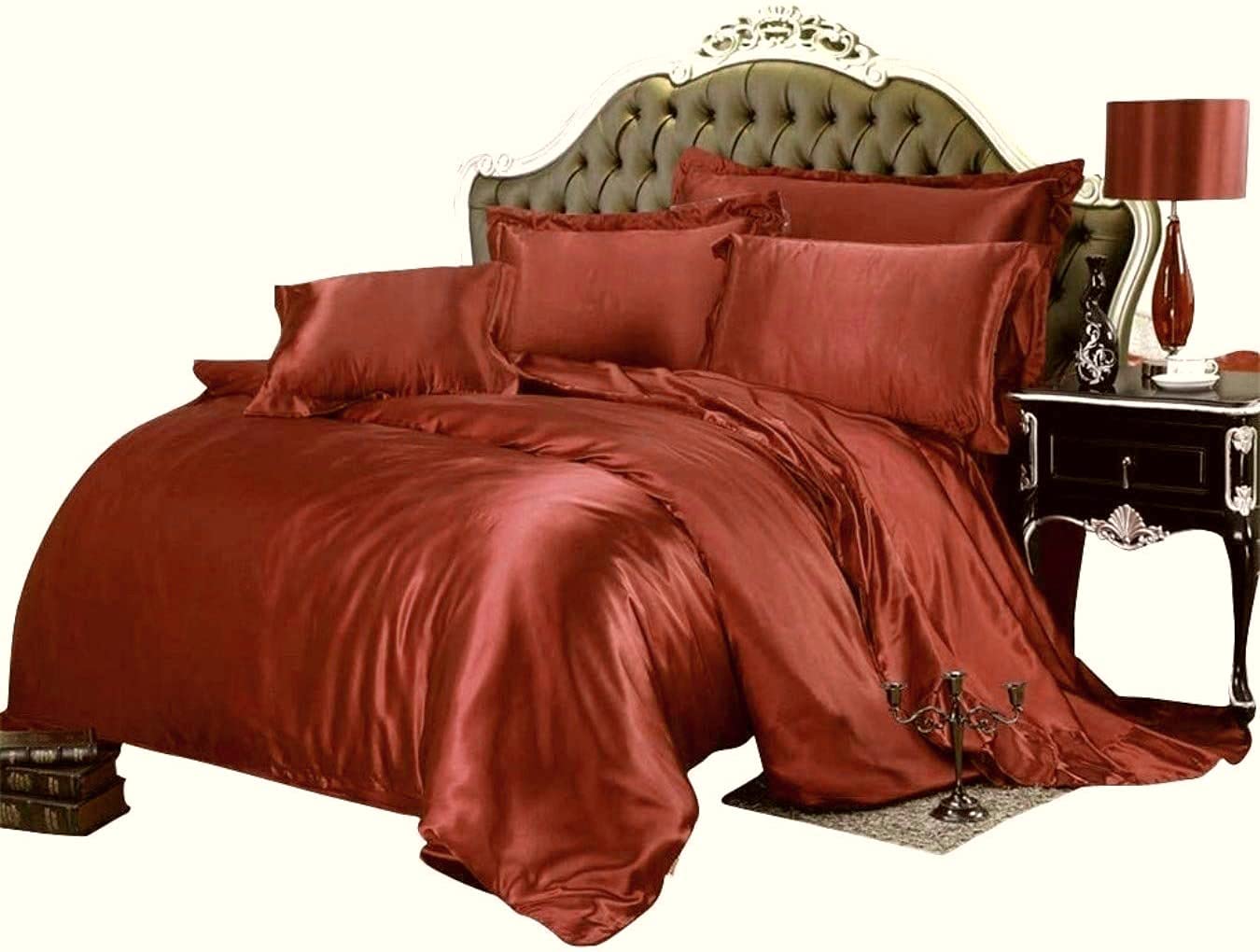 Premium Alaska King Comforter Set - 7 Piece Satin Bedding Set (Comforter, Flat Sheet, Fitted Sheet 18