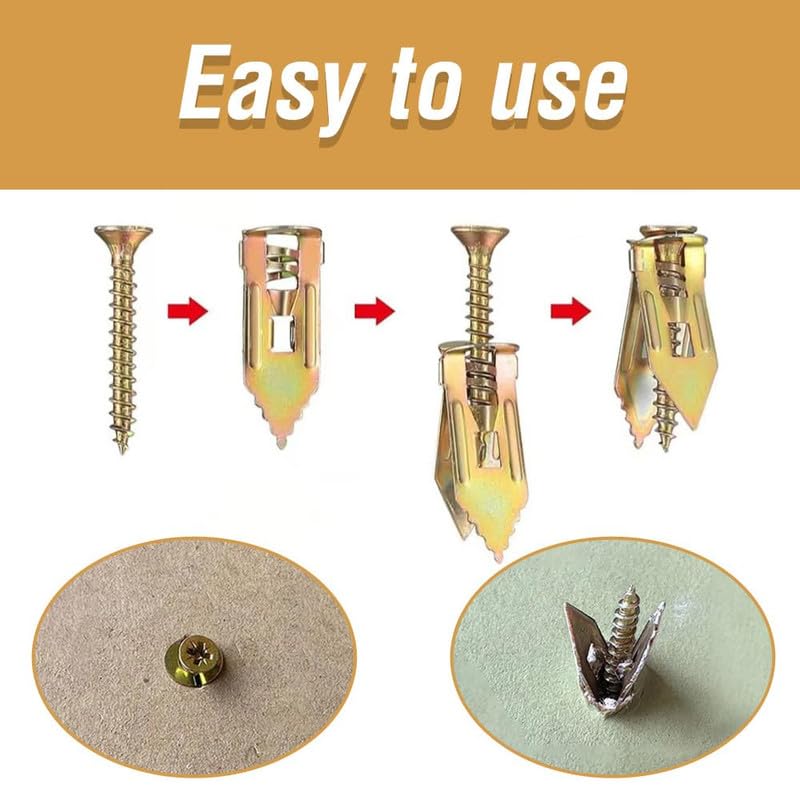 2024 New Self-Drilling Drywall Anchors with Screws - Zinc Plated Steel Wall Anchors for TV Mounting, Bike Racks & Cabinets (30pcs, 12mm x 30mm) - Easy Installation & Heavy Duty Support
