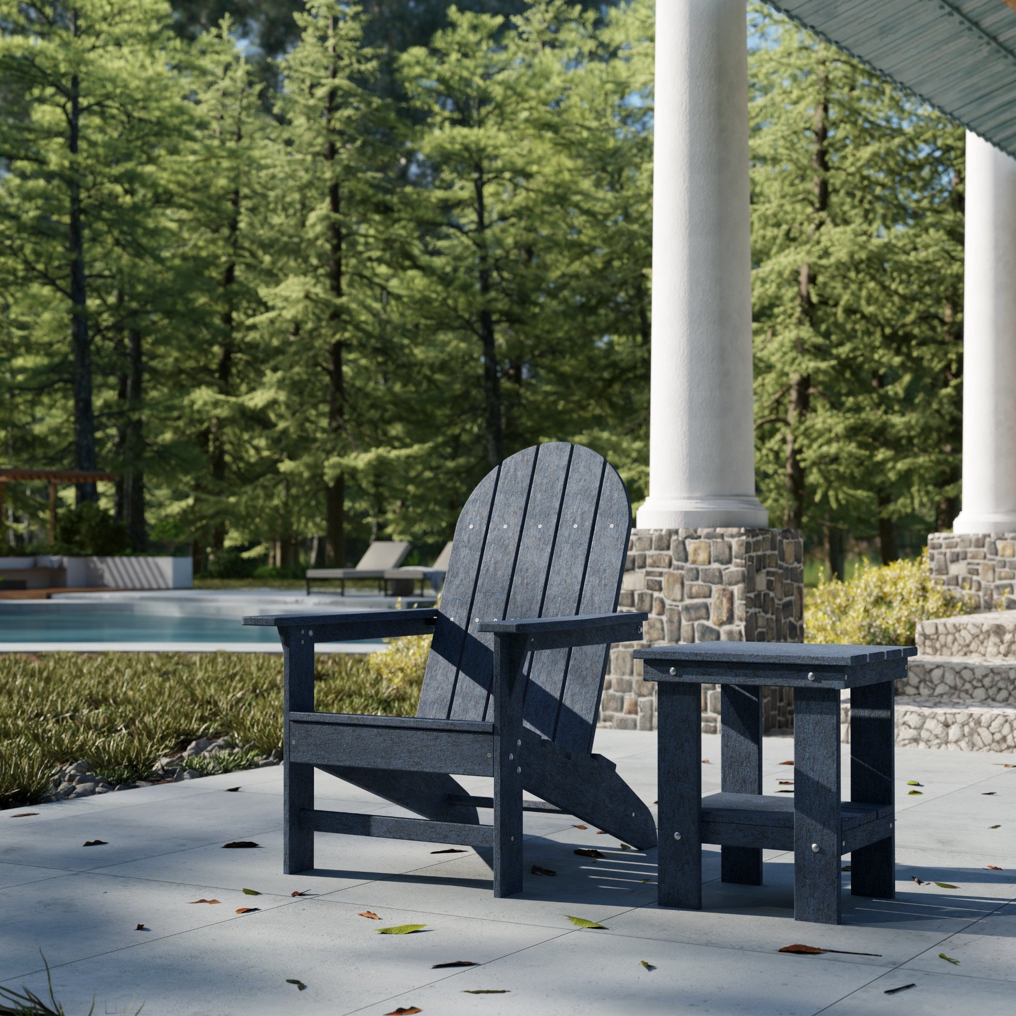 Freedom Modern Adirondack Chair & Side Table Set - Durable Outdoor Patio Furniture for Garden, Poolside, Deck, and Backyard Relaxation