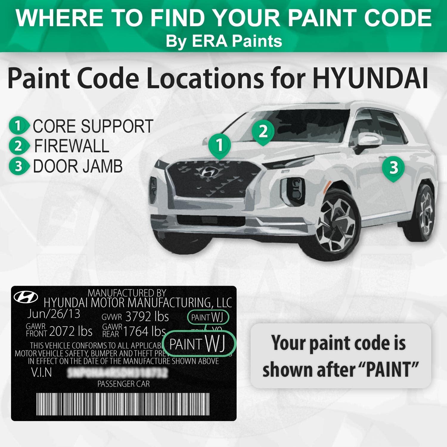 ERA Paints P6W Chalk White Metallic Touch Up Paint Spray Kit - Exact Match for Hyundai Vehicles | Perfect for Car Scratches, Chips & Minor Repairs