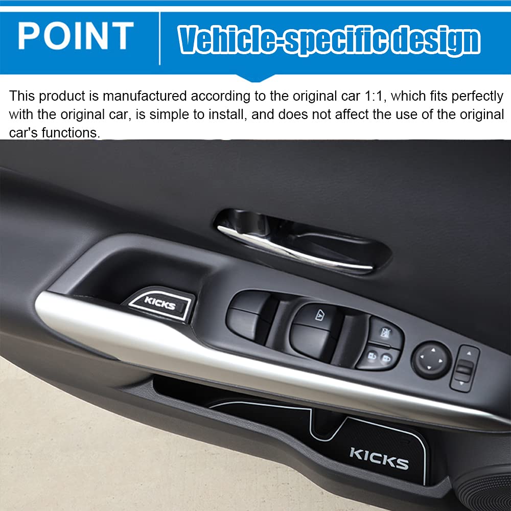 Premium 14-Piece Car Door Storage Mats & Cup Holder Coasters Set - Dustproof Anti-Slip Interior Accessories for Nissan Kicks (2017-2020 Models) | Perfect for Road Trips, Daily Commutes & Protecting Your Vehicle Interior (Blue)