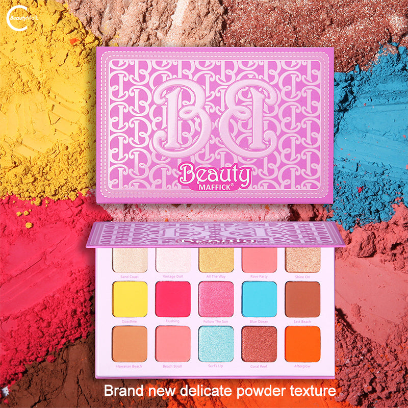 MAFFICK 15-Color Eyeshadow Palette with Matte & Shimmer Shades - Long Lasting Pigmented Makeup for Day & Night Looks - Perfect for Parties, Weddings & Everyday Wear