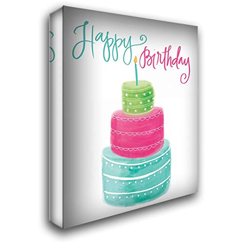 Katie Doucette 19x24 Gallery Wrapped Stretched Canvas Art - 'Happy Birthday' Painting - Perfect for Home Decor, Gifts & Party Wall Art