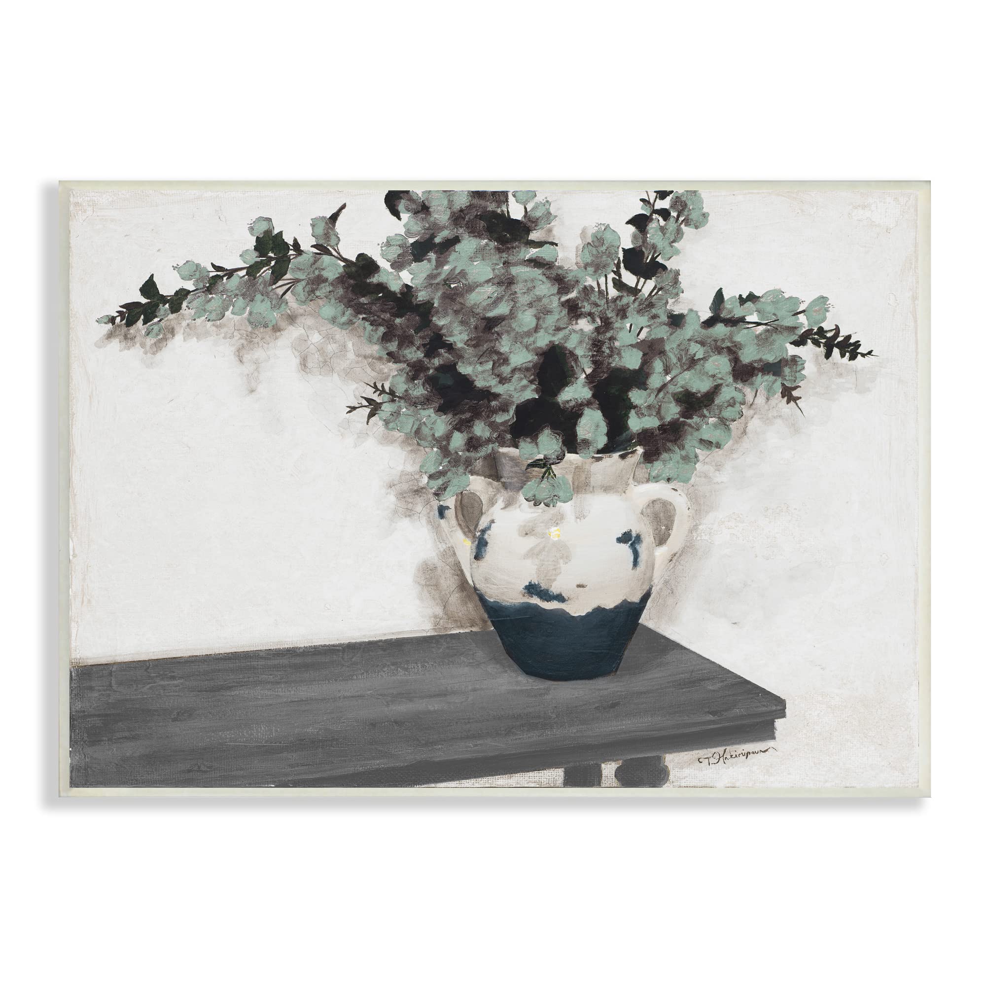 Stupell Industries Eucalyptus Plant Pot - Realistic Rustic Botanical Country Painting by Tiffany Hakimipour | Farmhouse Decor for Living Room, Bedroom & Office | Handmade Canvas Wall Art