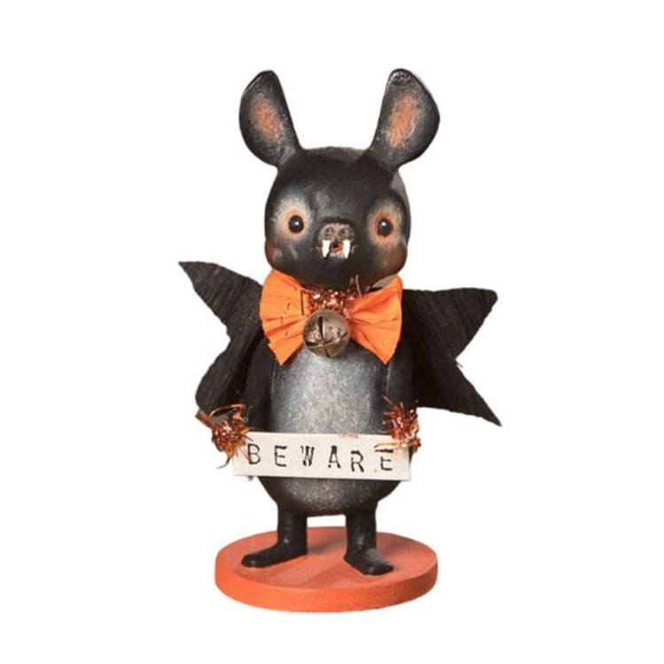 Beware Bat Halloween Decor by Bethany Lowe Designs - Spooky Handcrafted Home Decor for Halloween Party & Haunted House Decorations