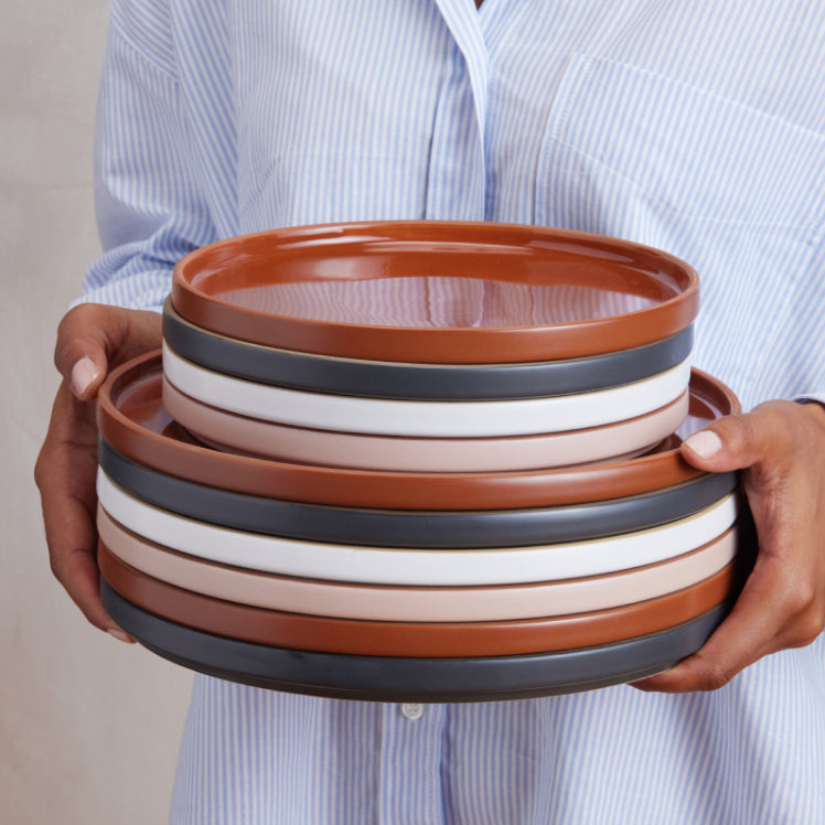 Premium Ceramic Dinner Plates Set of 6 - 10.5 Inch Round Porcelain Plates for Everyday Use, Dishwasher & Microwave Safe - Perfect for Family Dinners, Restaurants, and Party Serving