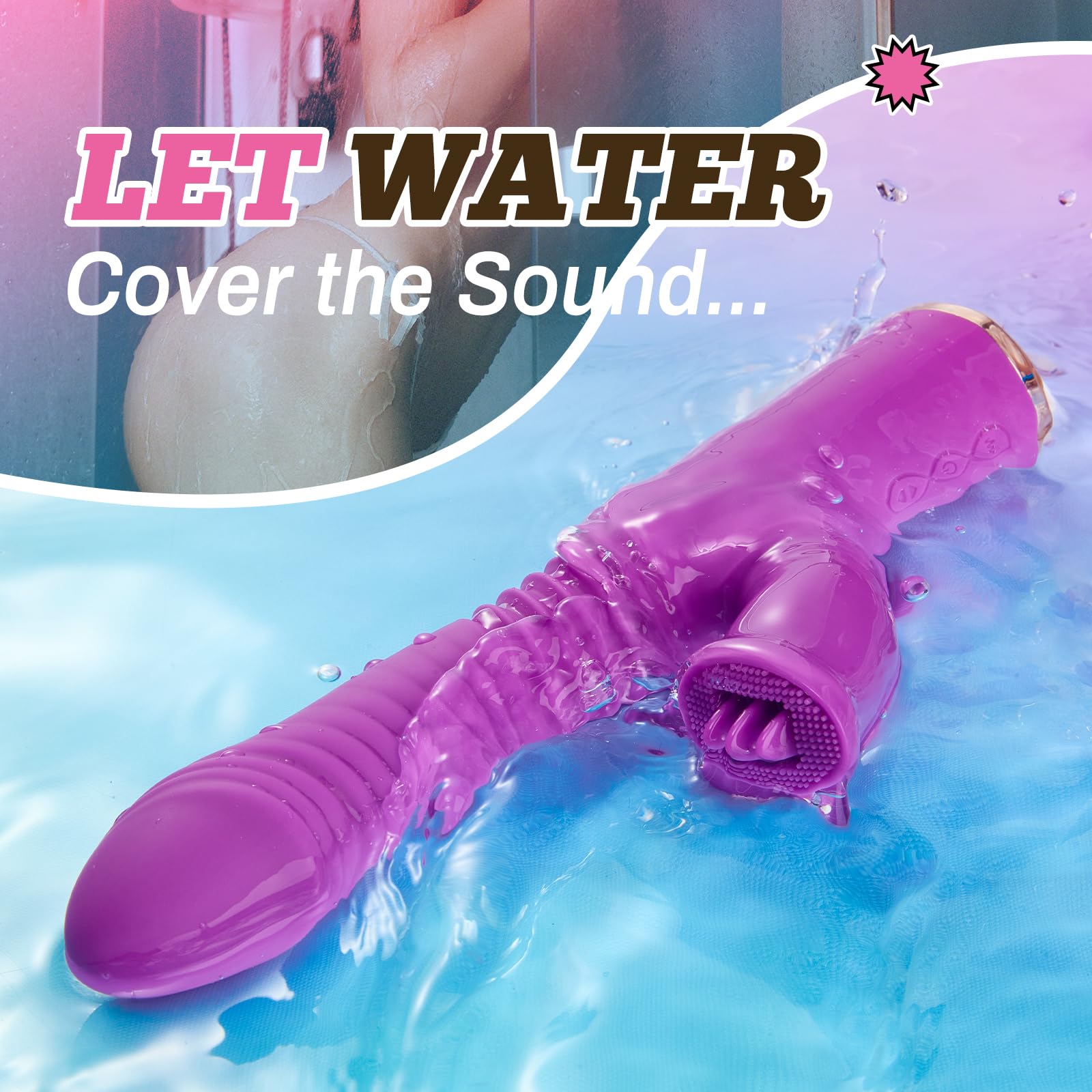 Realistic Thrusting Rabbit Vibrator with 3 Tongue Clitoral Stimulator - 10 Vibration Modes & 3 Thrusting Speeds - Body-Safe Silicone G-Spot Dildo for Women - Perfect for Solo Play, Couples Fun & Bachelorette Parties