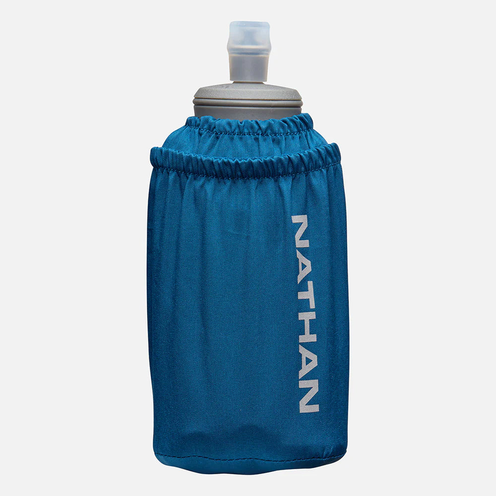 Pinnacle Soft Flask Handheld 18oz Water Bottle - Leakproof Collapsible BPA-Free Hydration for Running, Hiking & Outdoor Activities (Sailor Blue/Reflective Silver)