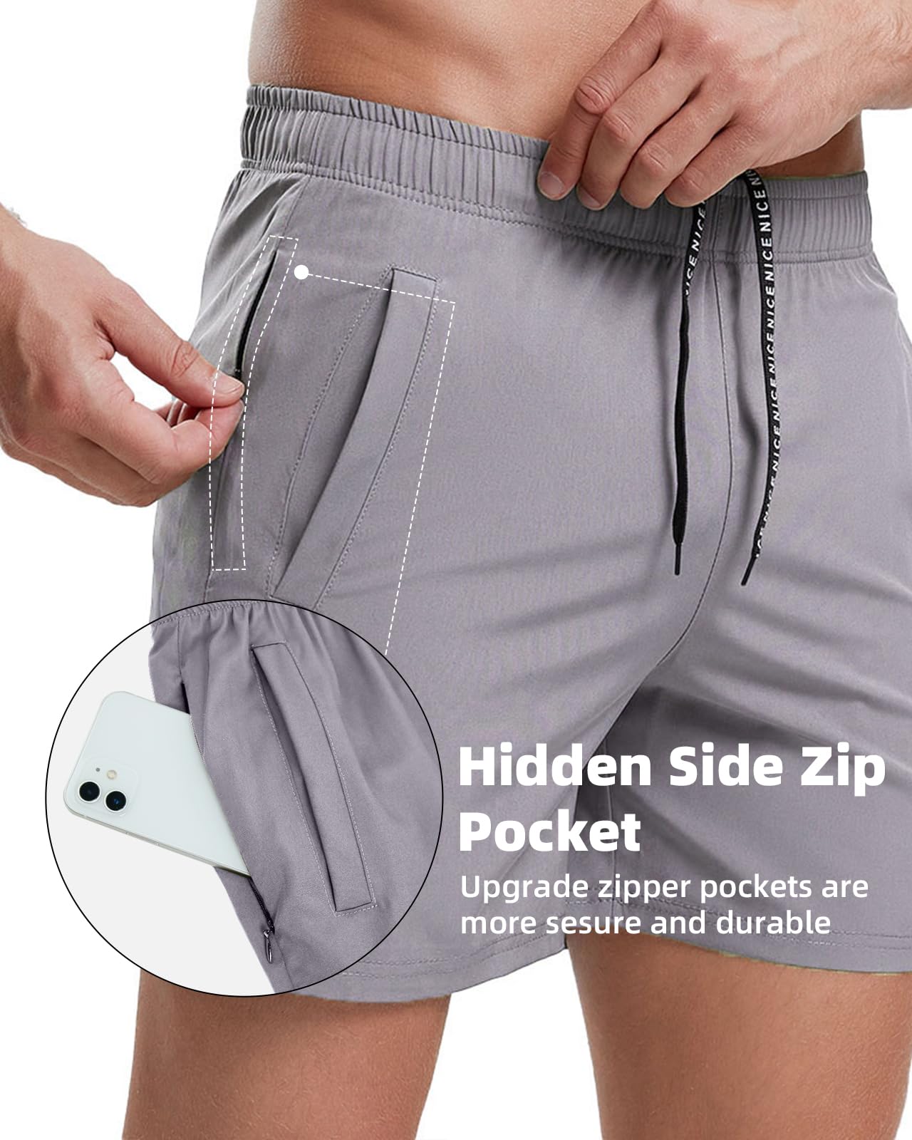 **A WATERWANG 2 Pack Men's 5-Inch Quick Dry Workout Shorts - Lightweight Gym & Running Shorts with Pockets for Training, Jogging & Active Lifestyle**