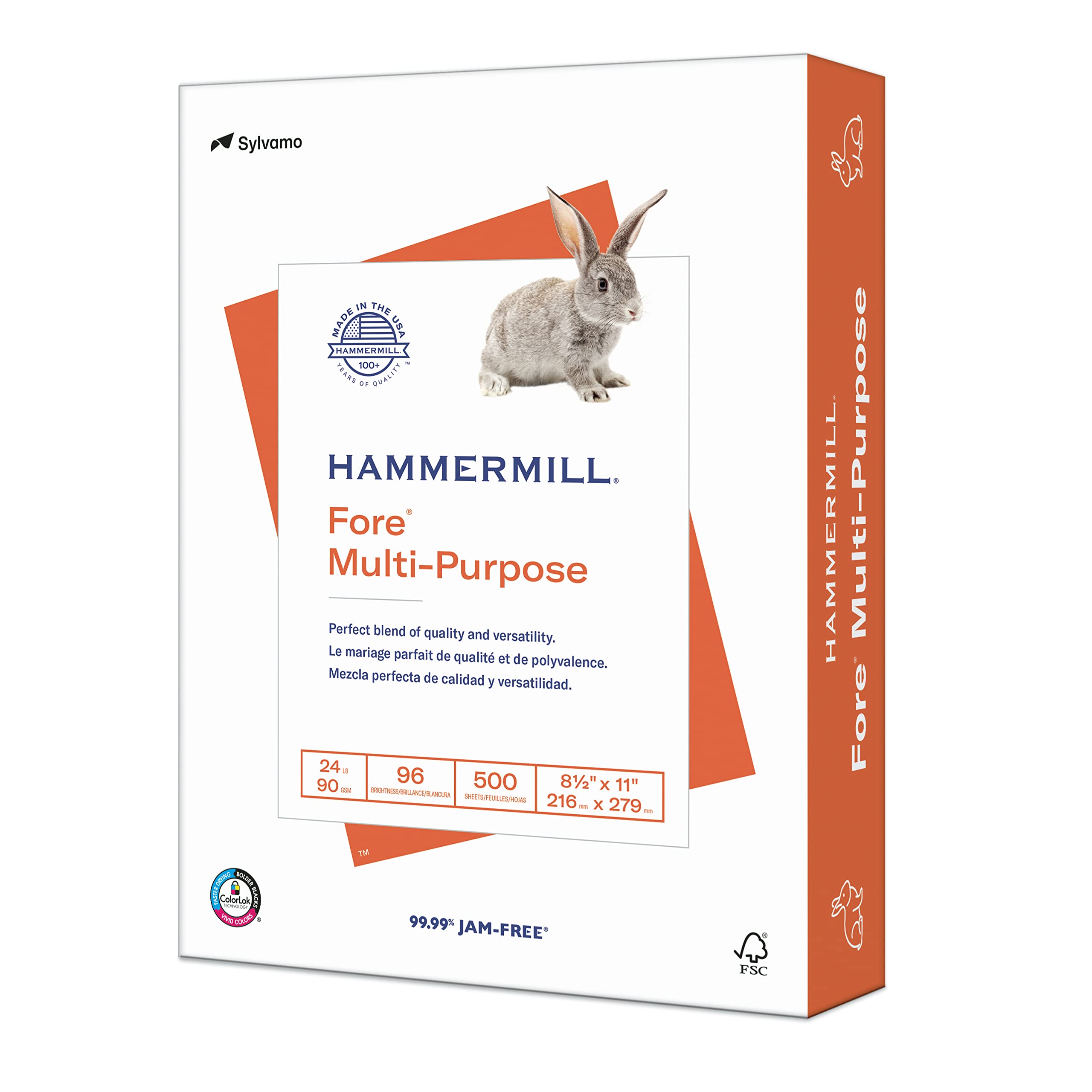 Hammermill Premium 24 lb Copy Paper, 8.5 x 11, 500 Sheets/Ream, 96 Bright - Multipurpose Printer Paper for Home & Office - Made in USA (103283R) - Ideal for Printing, Copying, Faxing & Everyday Office Use