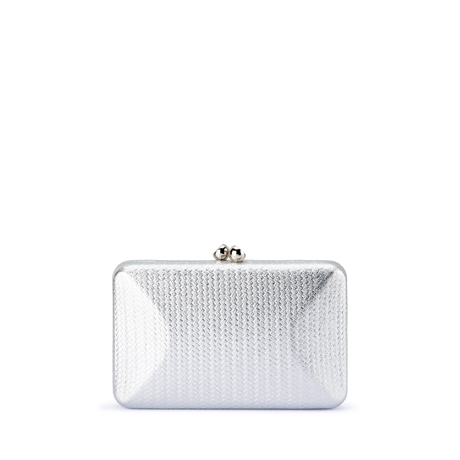 Chica Embossed Silver Clutch - Elegant Evening Bag for Women, Perfect for Parties, Weddings & Special Occasions