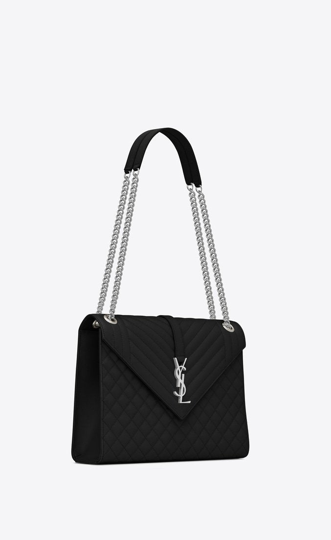 Saint Laurent Classic Large Soft Envelope Bag in Black - Luxury Crossbody Purse for Women, Perfect for Work, Travel & Evening Events
