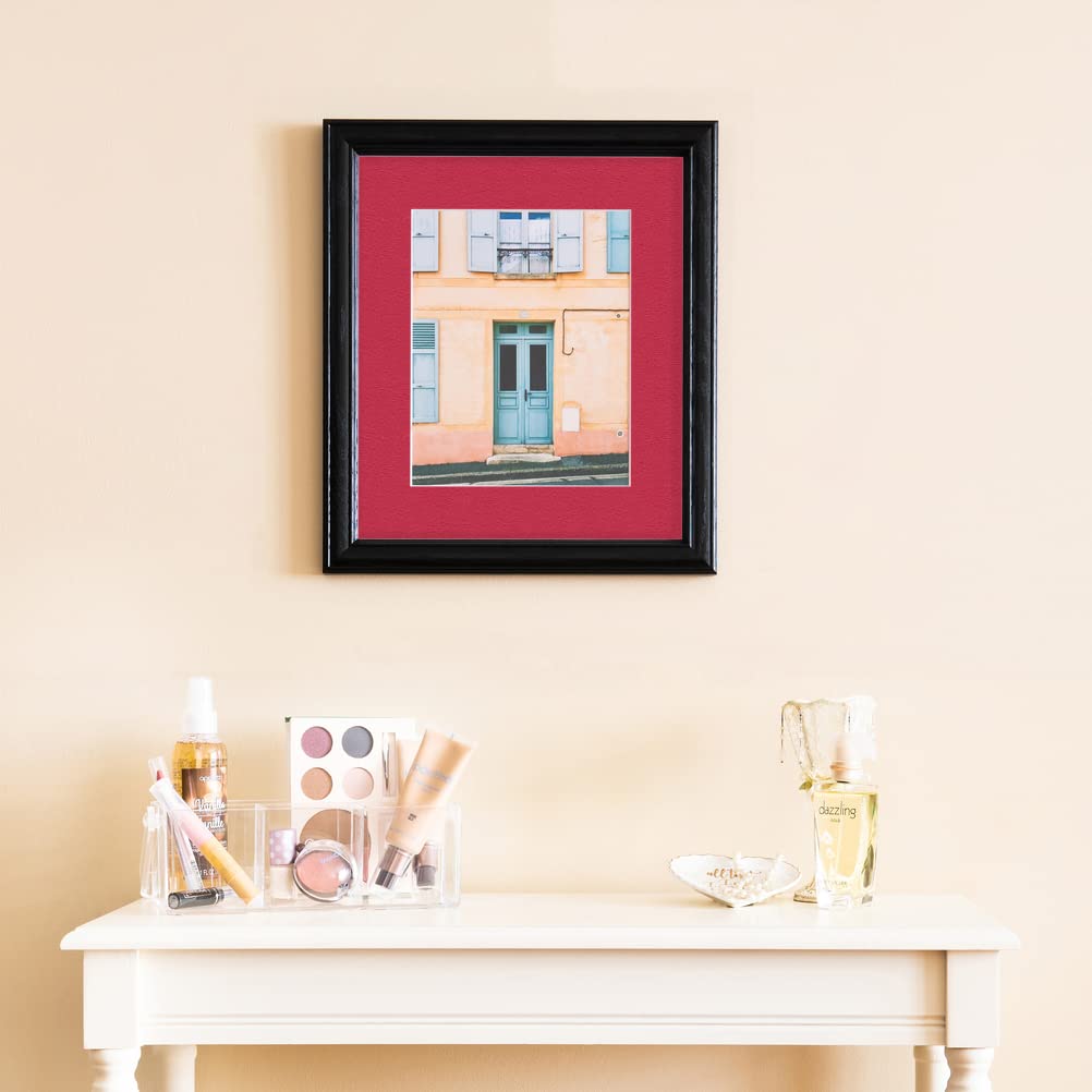 ArtToFrames 12x16 Inch Solid Red Oak Picture Frame with Black Stain & 2 Inch Rouge Mat - Premium Wood Wall Photo Frame for Home Decor, Office, Gallery Display (SingleMat-0066-59504-YBLK-12x16-762)
