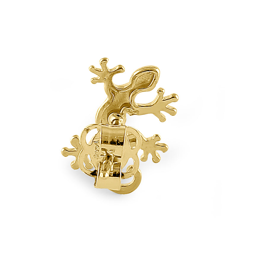14K Solid Yellow Gold Gecko Stud Earrings - Hypoallergenic Dainty Jewelry for Women, Perfect Gift for Nature Lovers & Everyday Wear