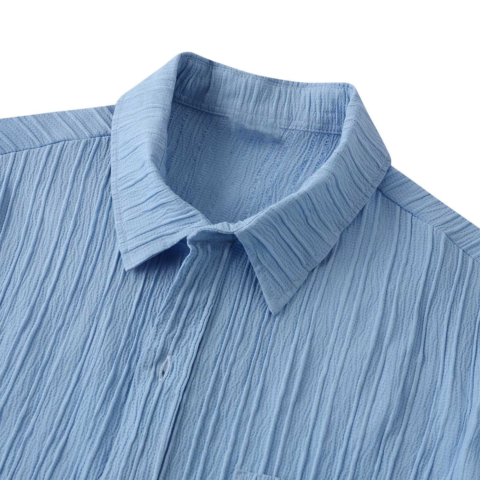 Muscularfit Slim Fit Dress Shirts for Men 2024 | Casual Short Sleeve Button Down Shirt | Summer Regular Fit Solid Collar Shirts | Office Wear & Outdoor Activities
